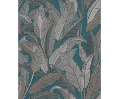Renaissance 2 - embroidered leaves petrol blue