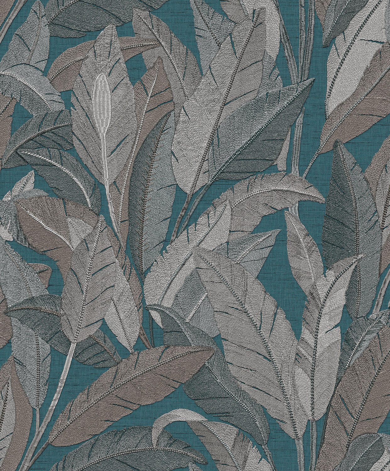 Renaissance 2 Renaissance 2 - embroidered leaves petrol blue