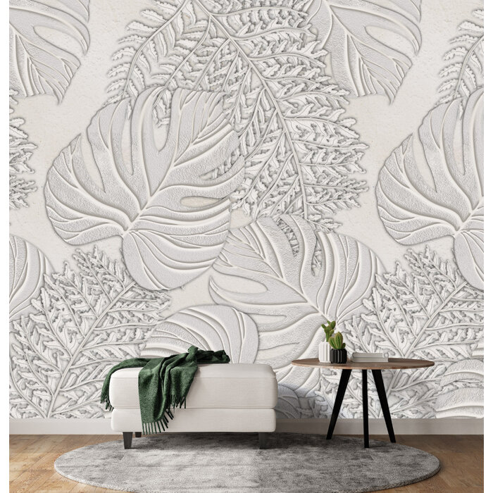 Dreaming of Nature Sculpted Leaves Gray 200x280cm