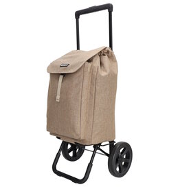 WheelzAhead SHOP2GO 2-Wiel Boodschappentrolley met Koelvak, Verstelbaar Handvat en Taupe Tas