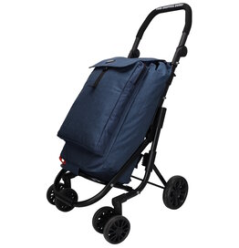 SHOP2GO 4–Wiel Duwshopper met Koelvak, Verstelbaar Handvat en grote Blauwe tas SHOP2GO 4–Wiel Duwshopper met Koelvak, Verstelbaar Handvat en grote Blauwe tas