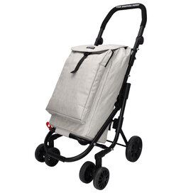 SHOP2GO 4–Wiel Duwshopper met Koelvak, Verstelbaar Handvat en grote Grijze tas SHOP2GO 4–Wiel Duwshopper met Koelvak, Verstelbaar Handvat en grote Grijze tas