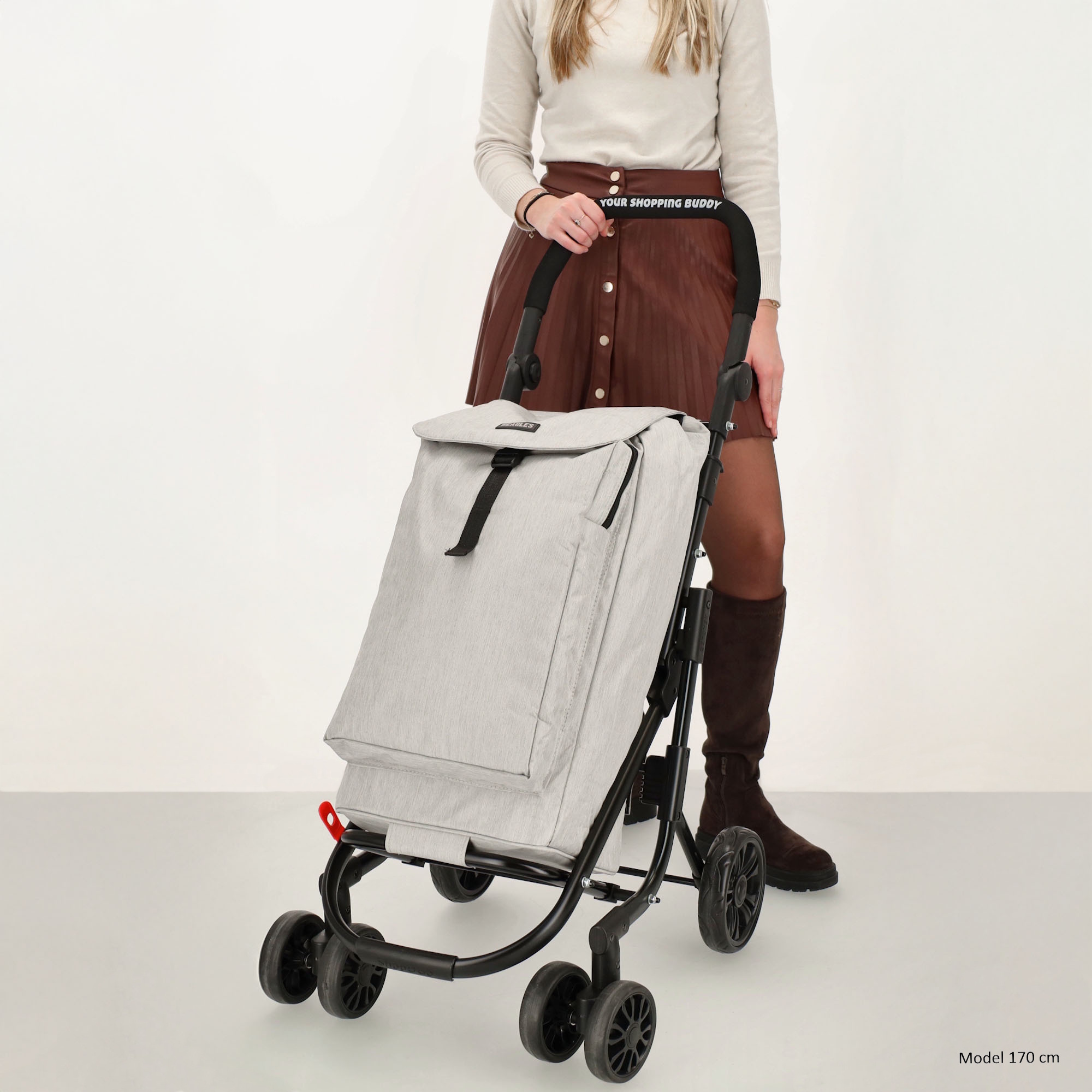 SHOP2GO 4-wheel Push Shopper - Grey