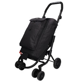 SHOP2GO 4–Wiel Duwshopper met Koelvak, Verstelbaar Handvat en grote Zwarte tas SHOP2GO 4–Wiel Duwshopper met Koelvak, Verstelbaar Handvat en grote Zwarte tas