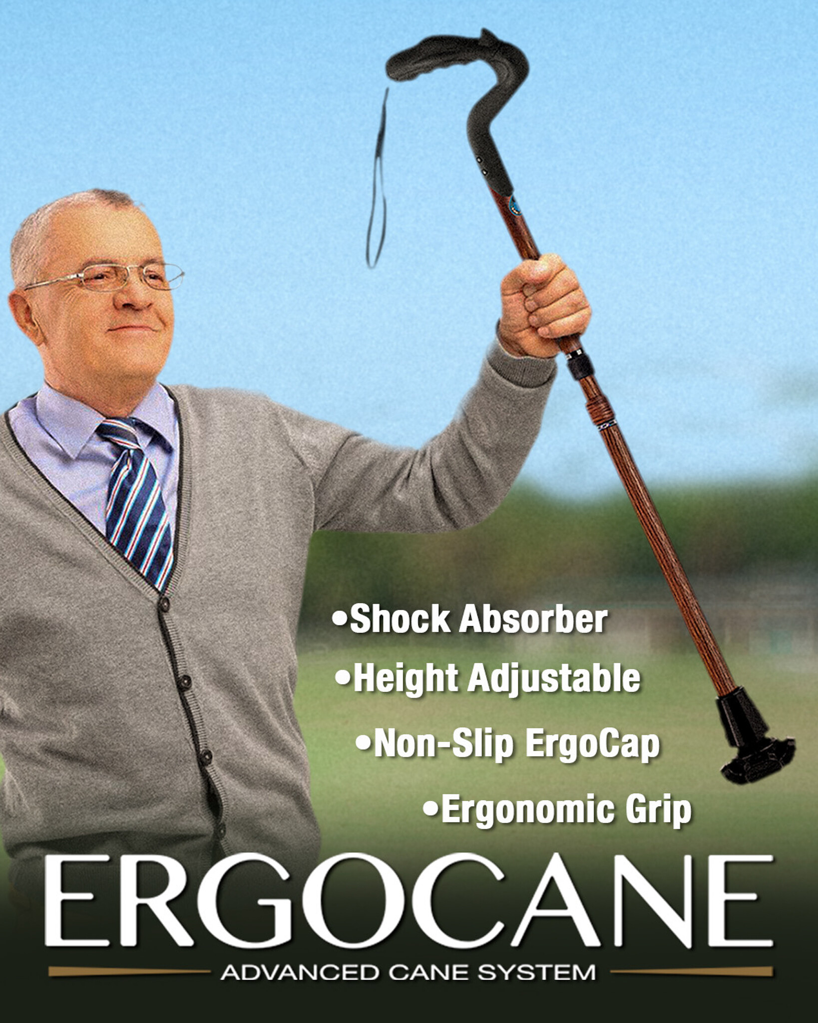 ErgoActives ErgoCane 2G Gehstock Braun Stoßdämpfend
