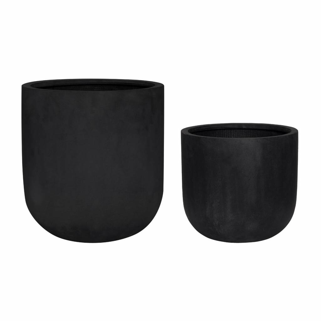 Hubsch Set Bloempotten Fiberstone Zwart O 33 Cm En O 40 hubsch kopen in de aanbieding