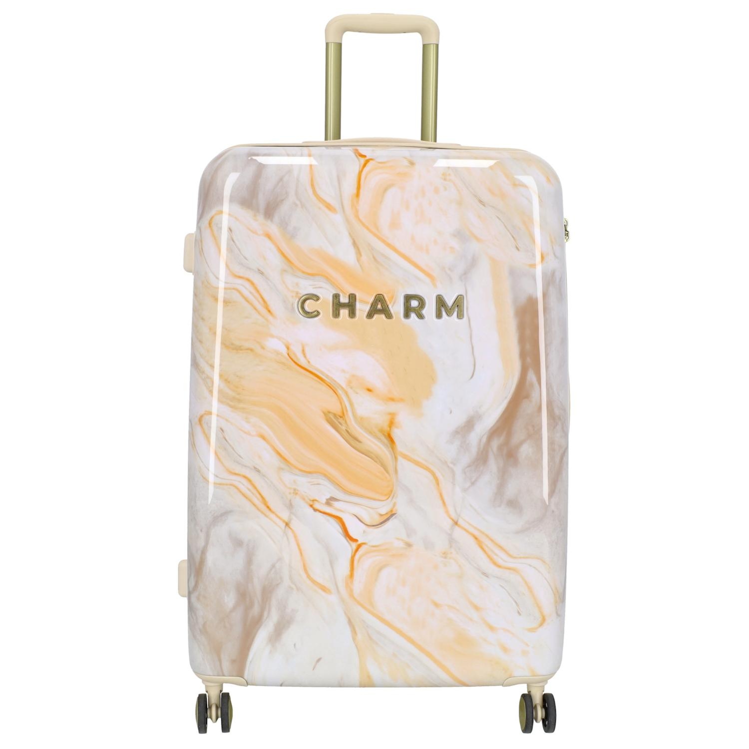 Charm London Marble Travel Handbagage Koffer - 54 cm - 32 liter - TSA slot - Lichtgrijs