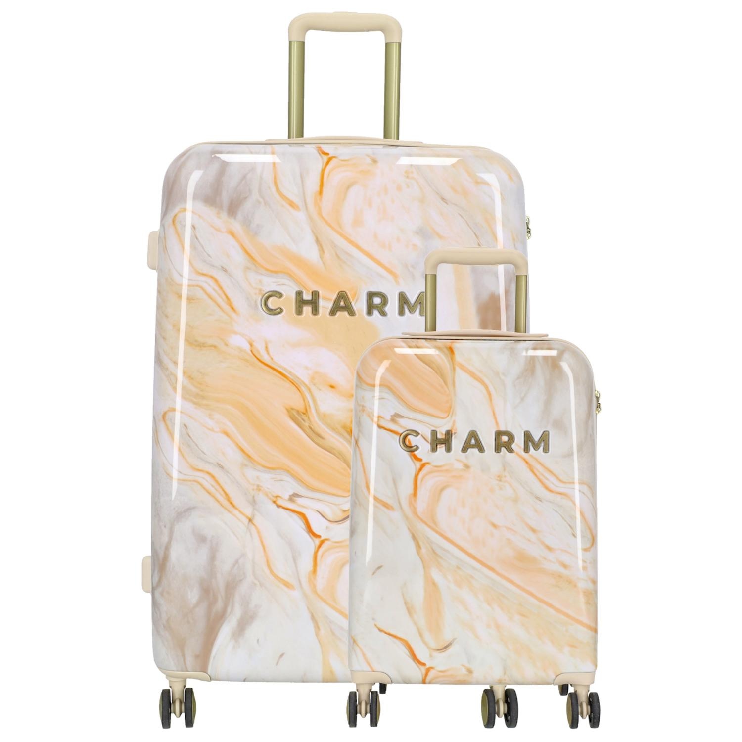 Charm London Marble Travel Kofferset 2-delig - TSA slot - Crème