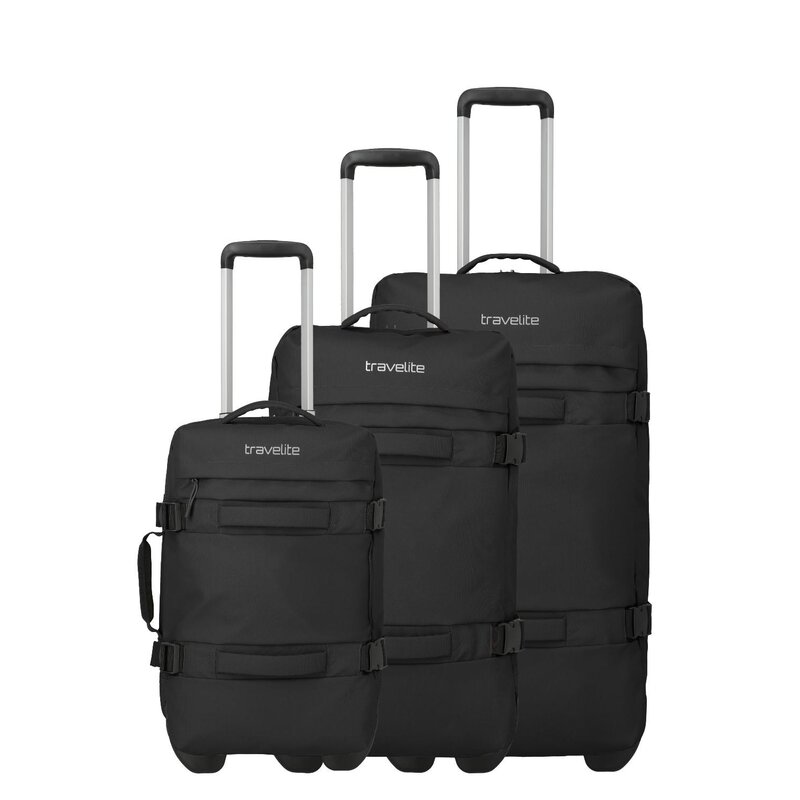 TRAVELITE Bolonia Wheeled Duffle L/M/S Black