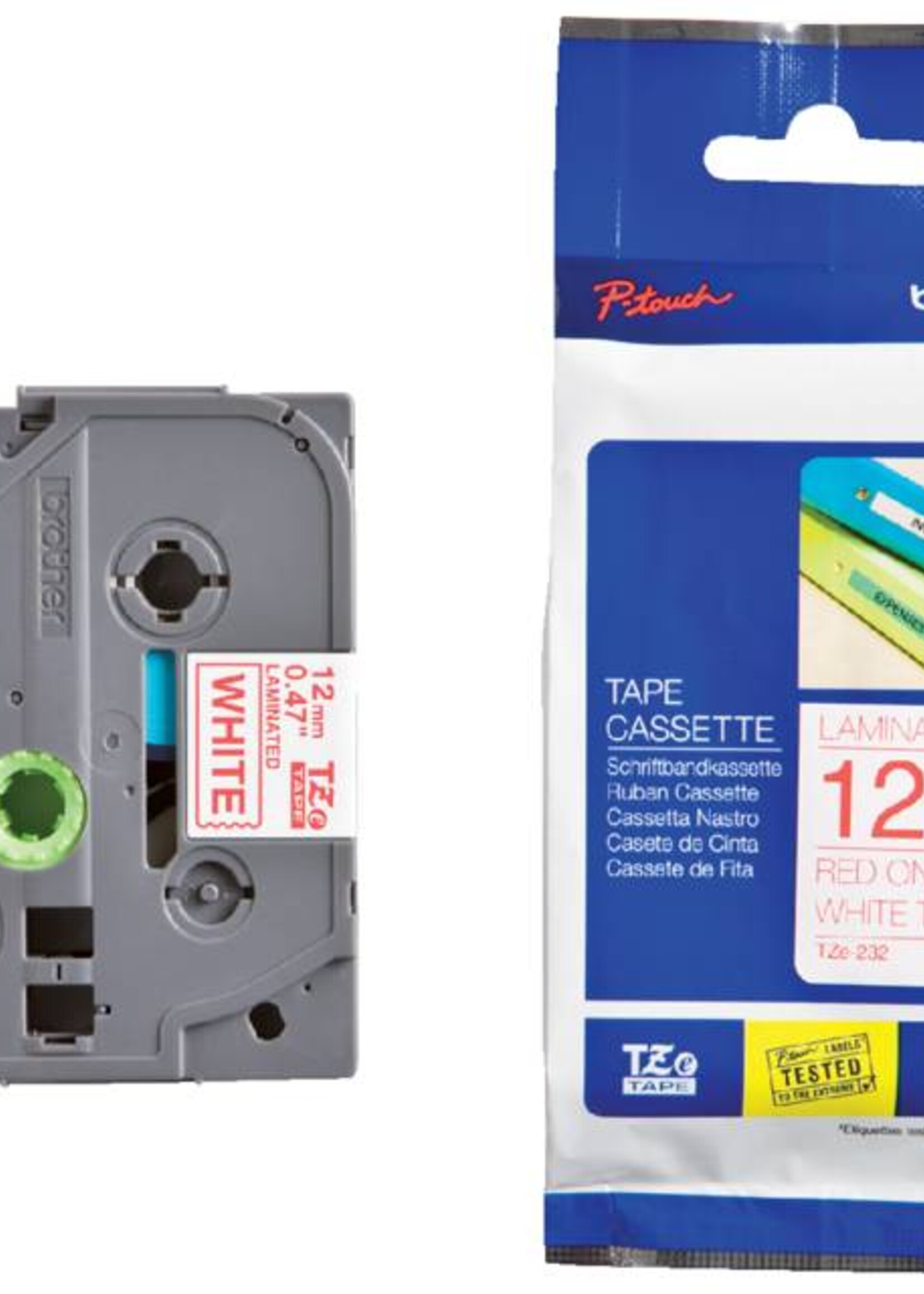 Brother Brother LABELTAPE TZE-232 12MM WT/RD