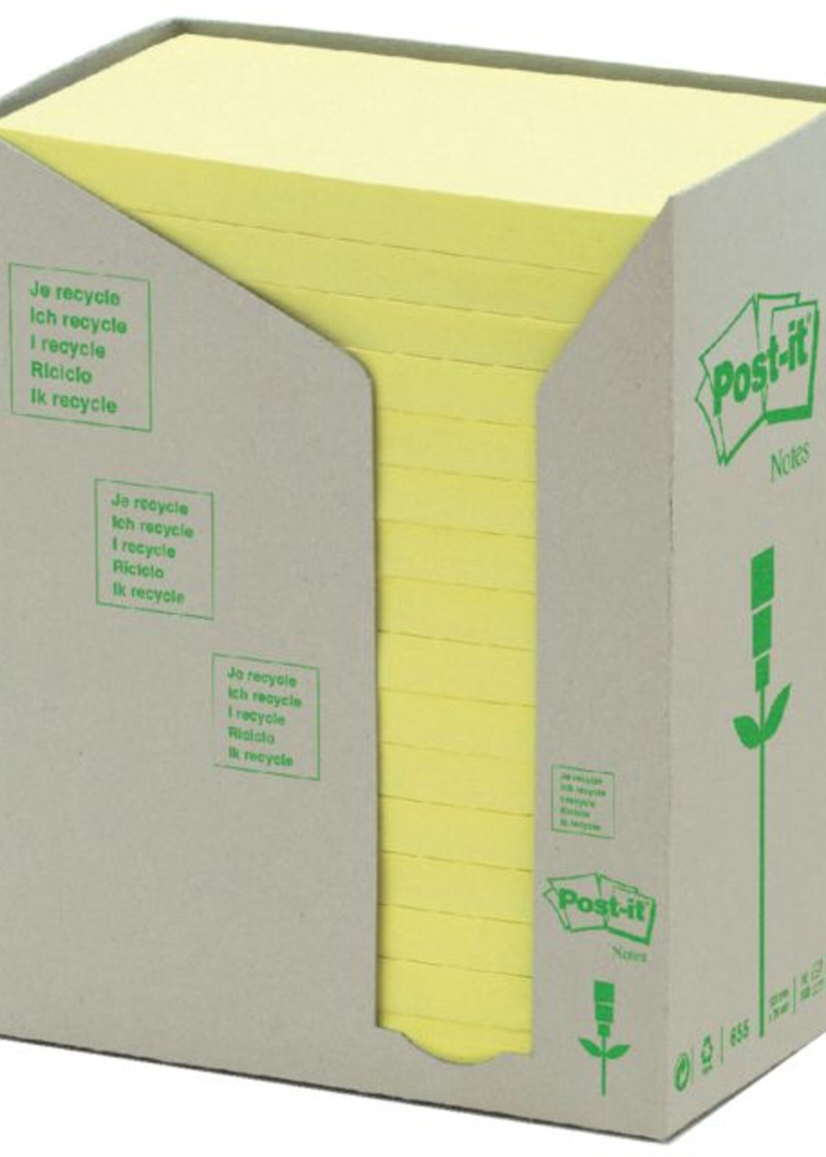 3M 3M MEMOBLOK 655 76X127MM RECYCLE GEEL 16STKS