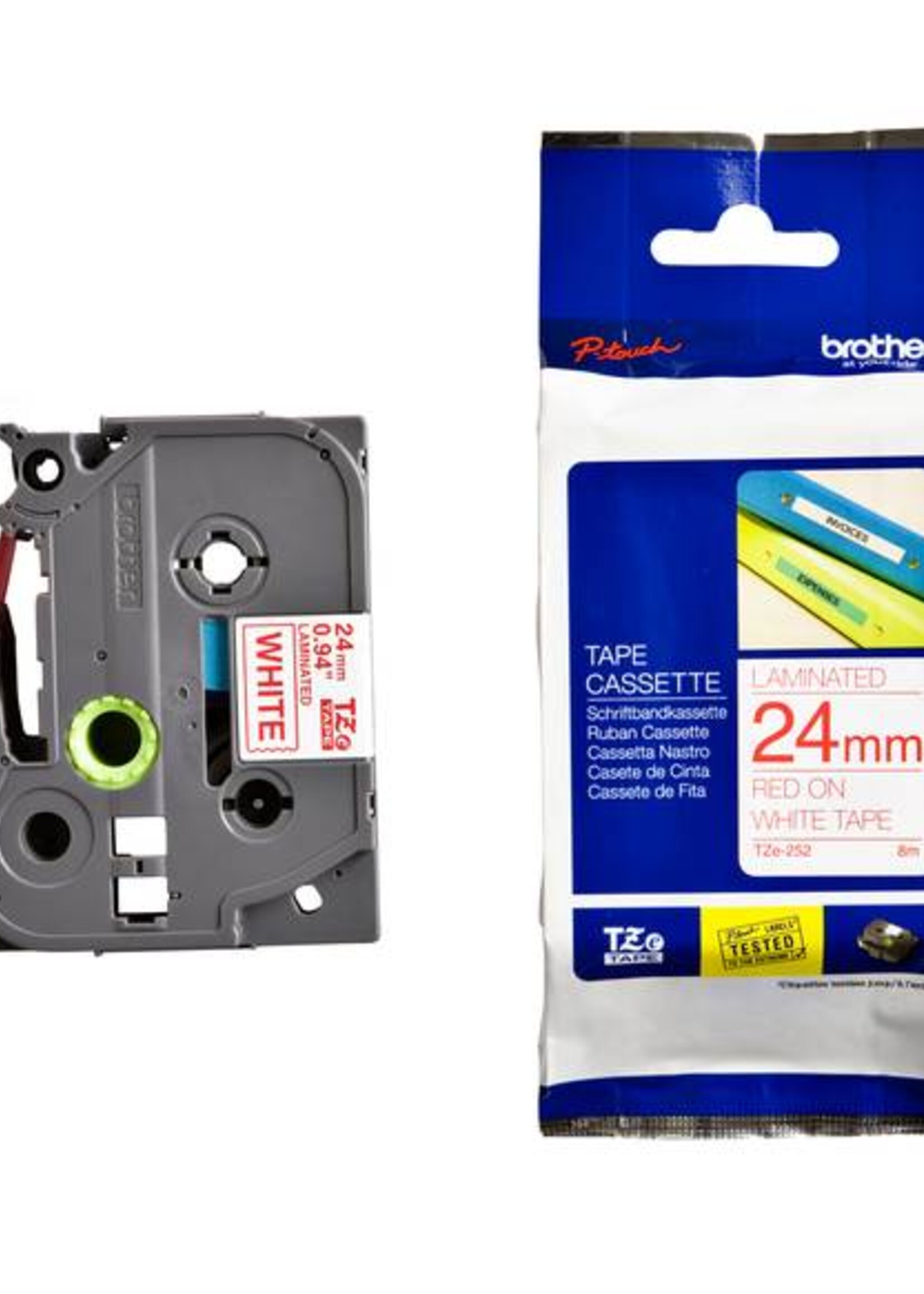 Brother Brother LABELTAPE TZE-252 24MM WT/RD