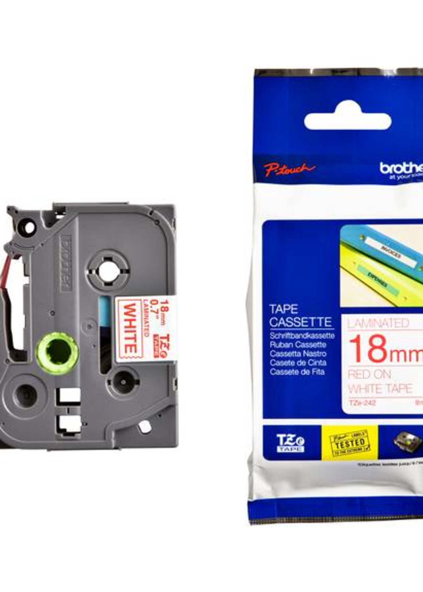 Brother Brother LABELTAPE TZE-242 18MM WT/RD