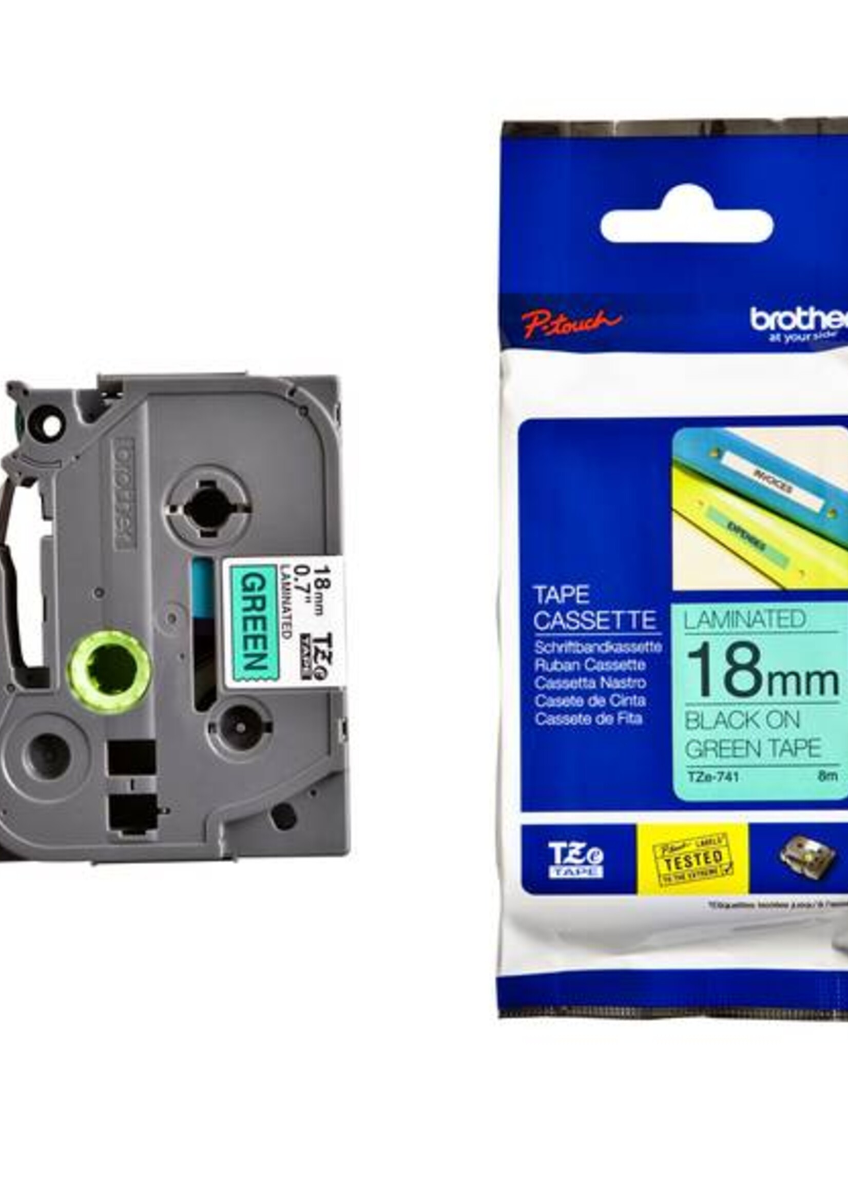 Brother Brother LABELTAPE TZE-741 18MM GN/ZW