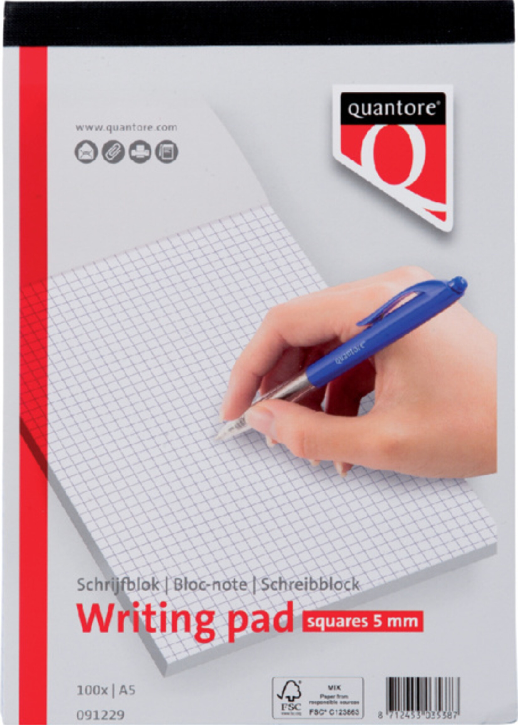 Quantore Quantore SCHRIJFBLOK A5 RUIT 5MM 60GR