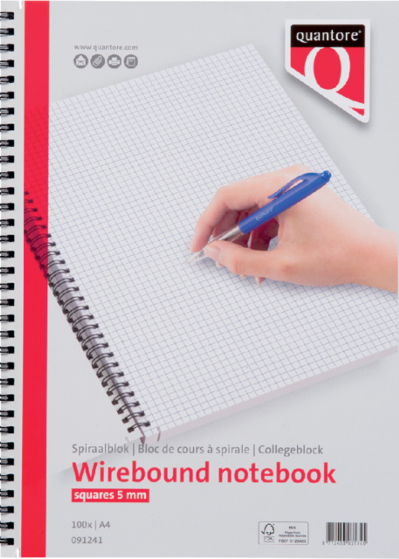 Quantore Quantore SCHRIJFBLOK A4 5MM SPIR