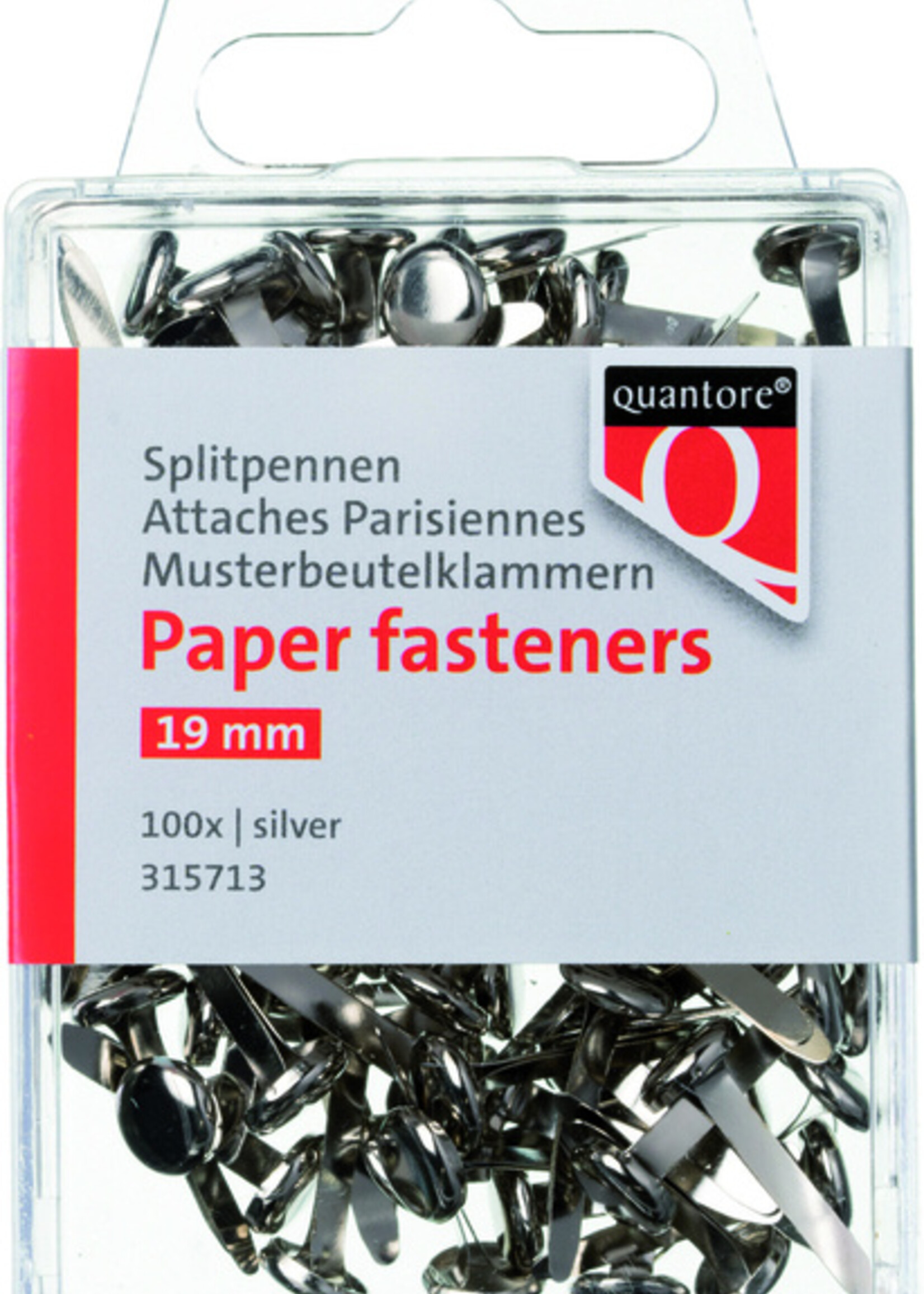 Quantore Quantore SPLITPEN 19MM ZILVER 100STKS