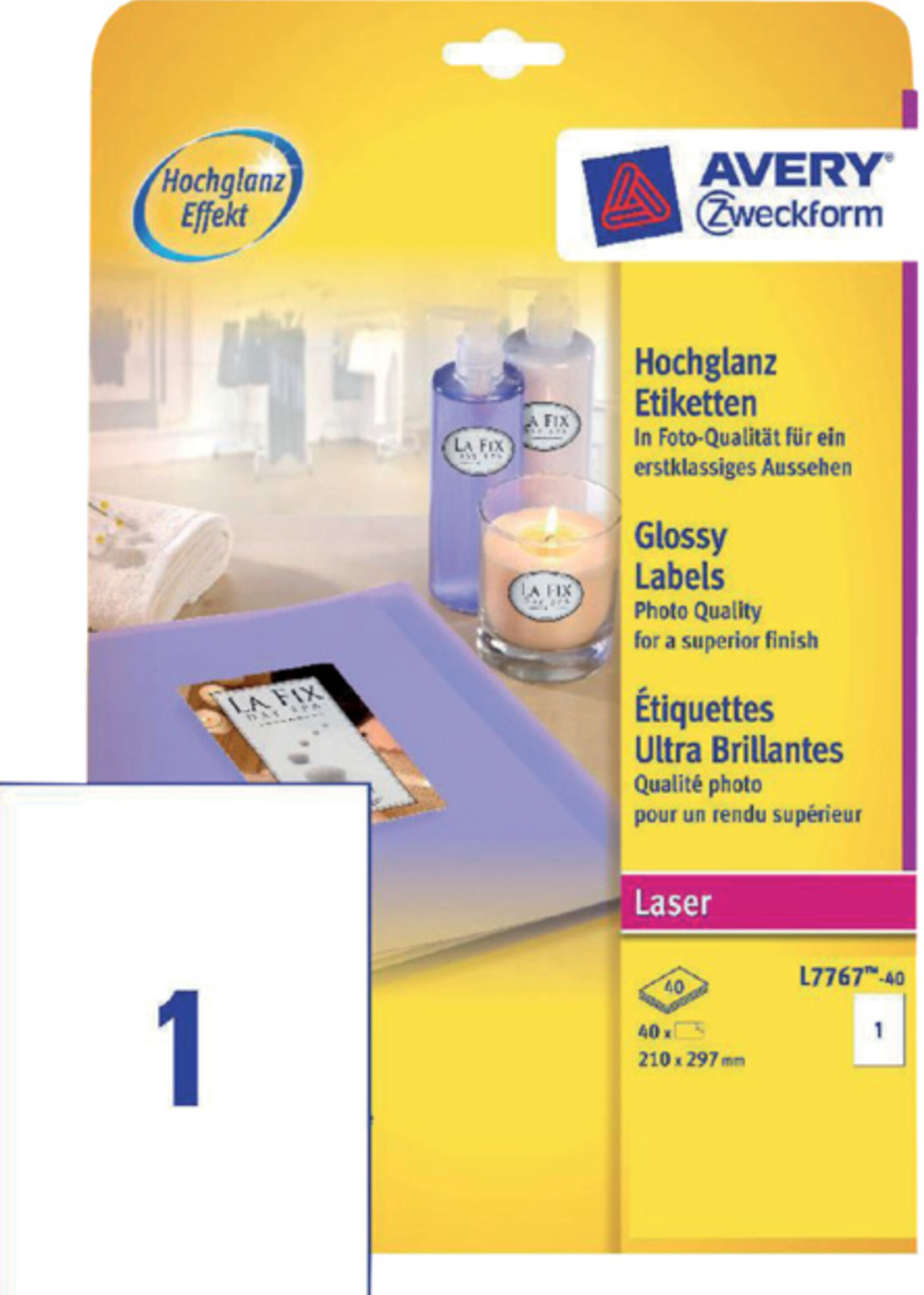 Avery Avery ETIKET L7767-40 210X297 WT