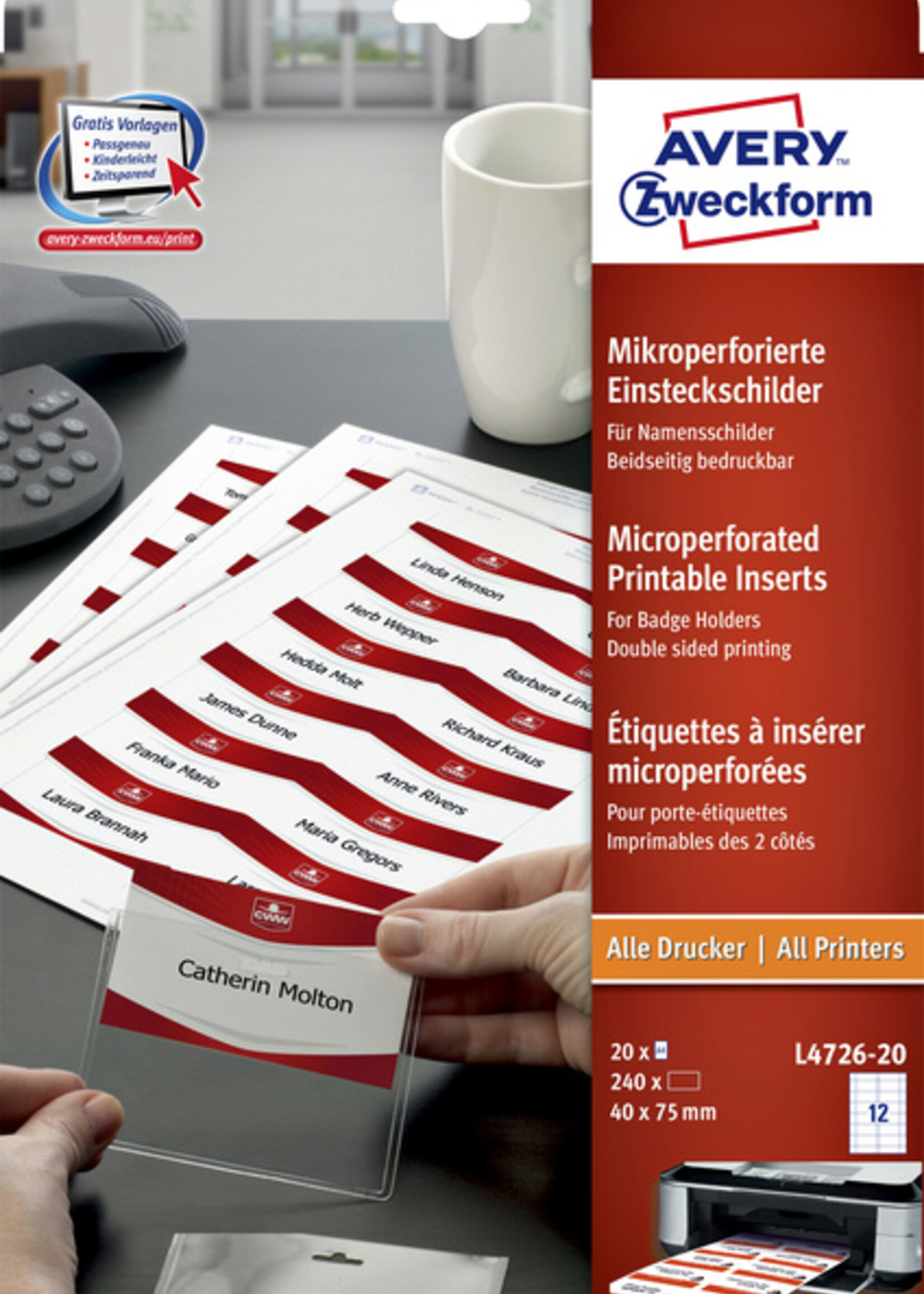 Avery Avery BADGE INSTEEKKRT L4726-20 20VEL