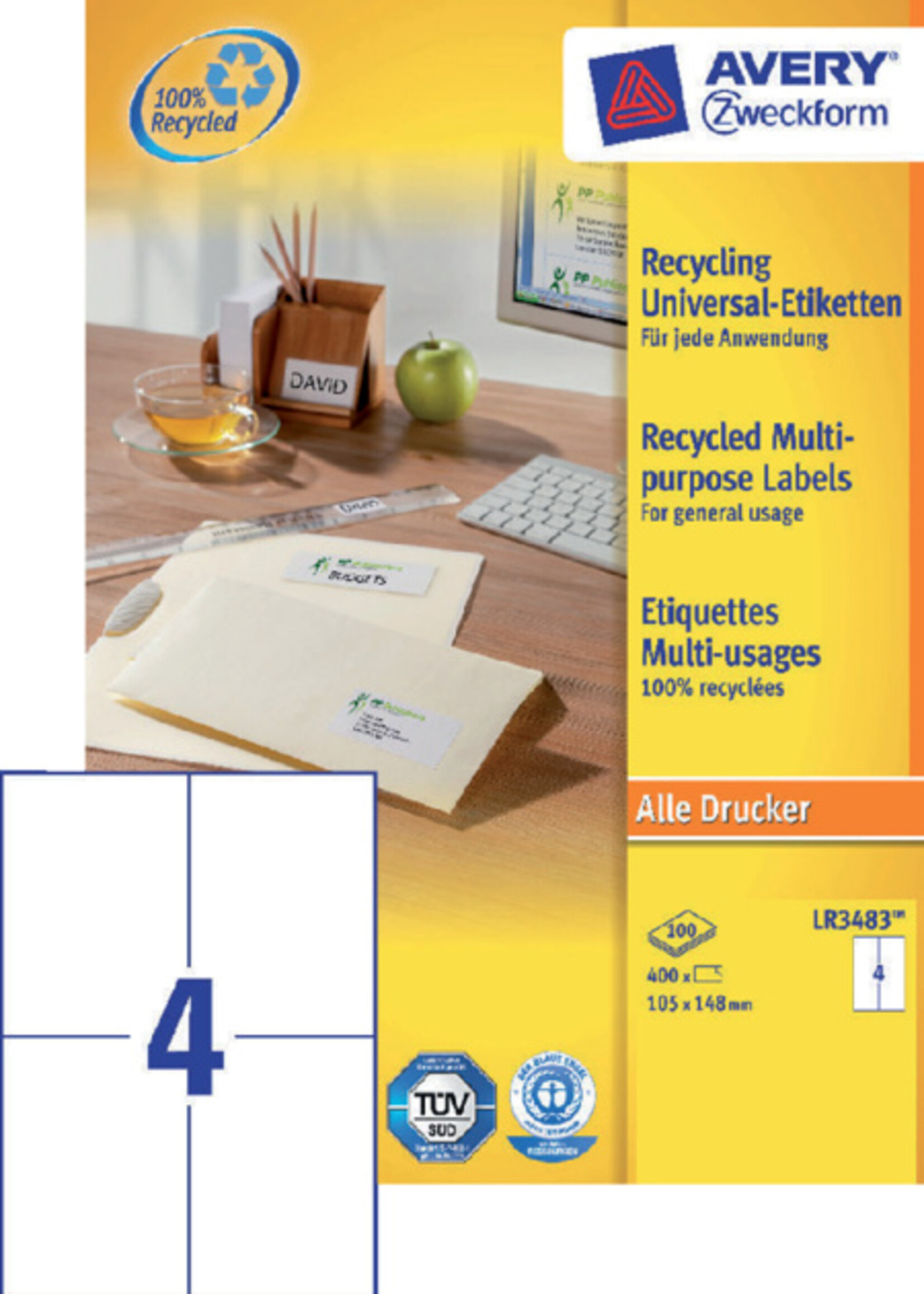 Avery Zweckform Avery Zweckform ETIKET LR3483 105X148 RECY