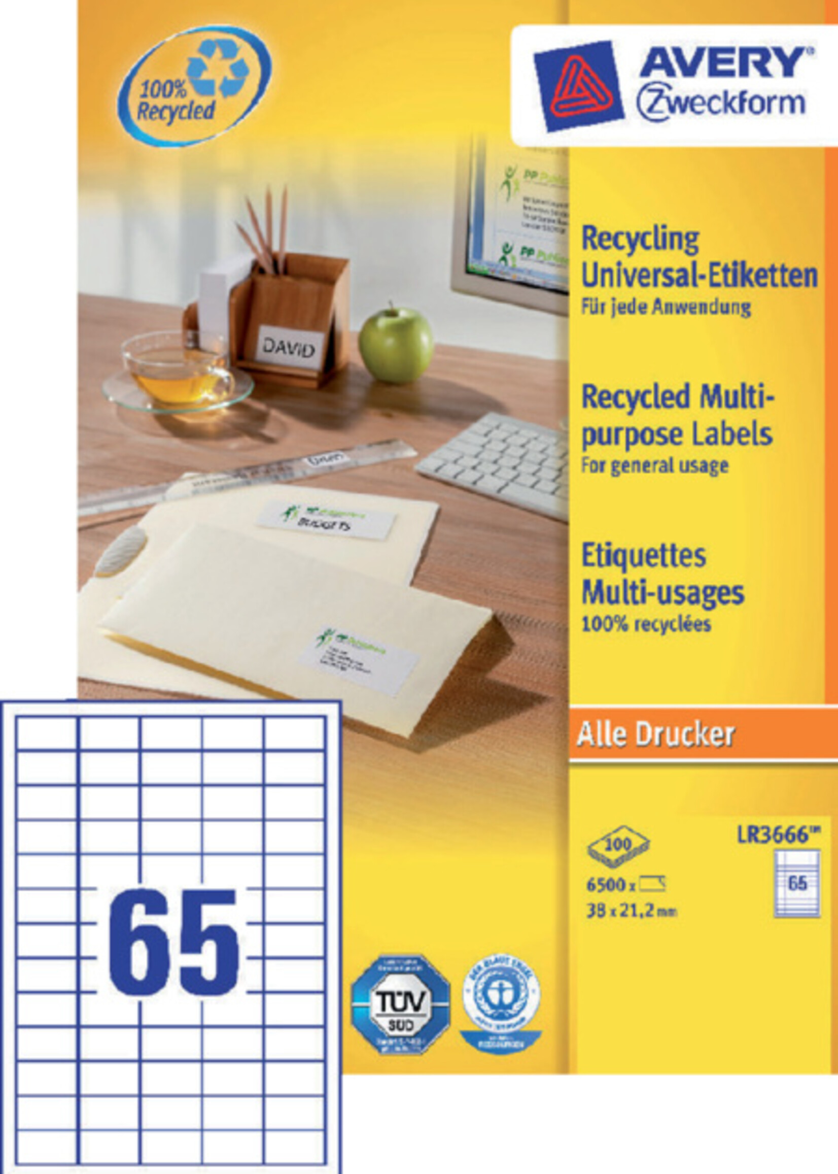 Avery Zweckform Avery Zweckform ETIKET LR3666 38X21.2 RECY