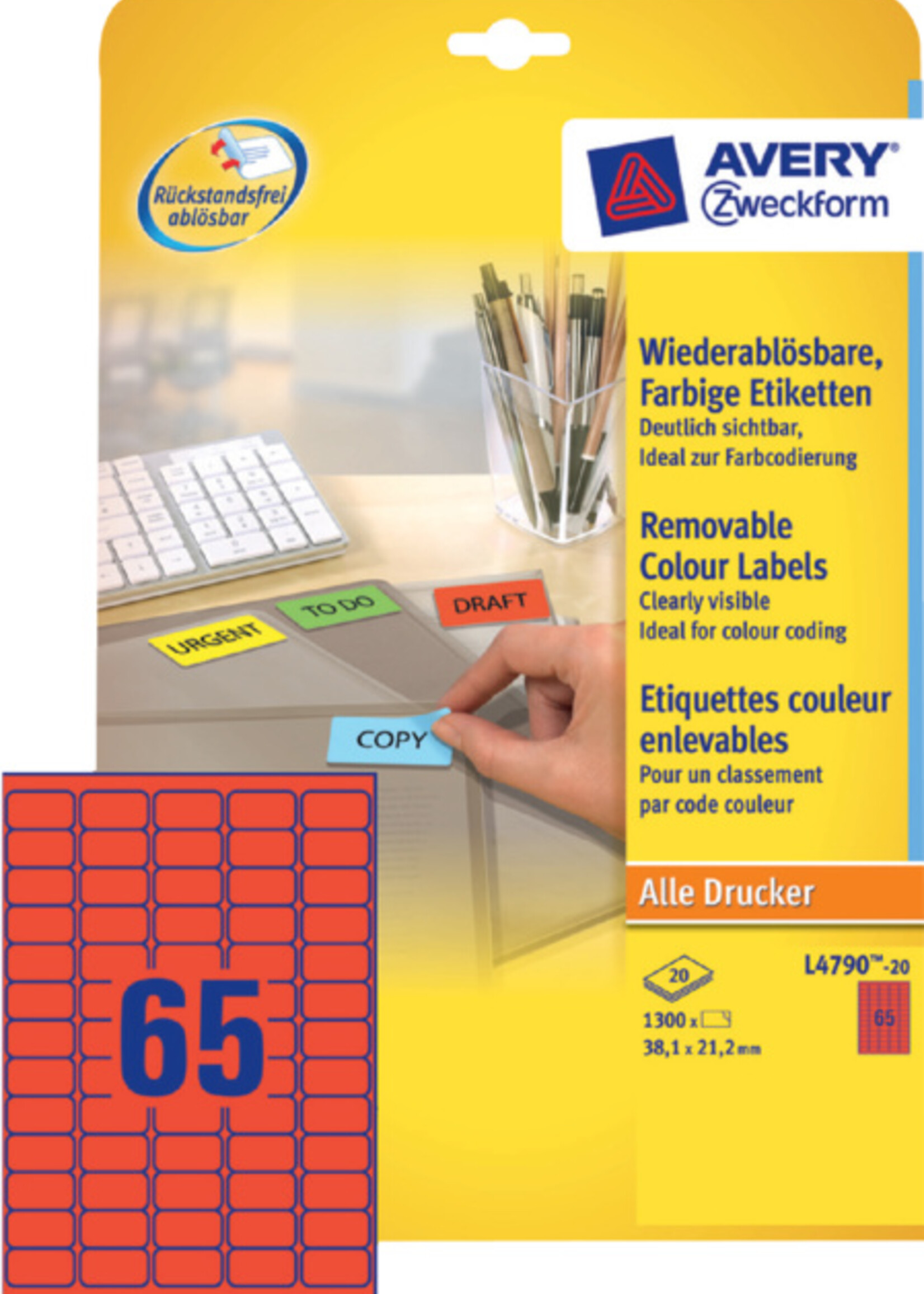 Avery Zweckform Avery Zweckform ETIKET L4790 38.1X21.2 RD