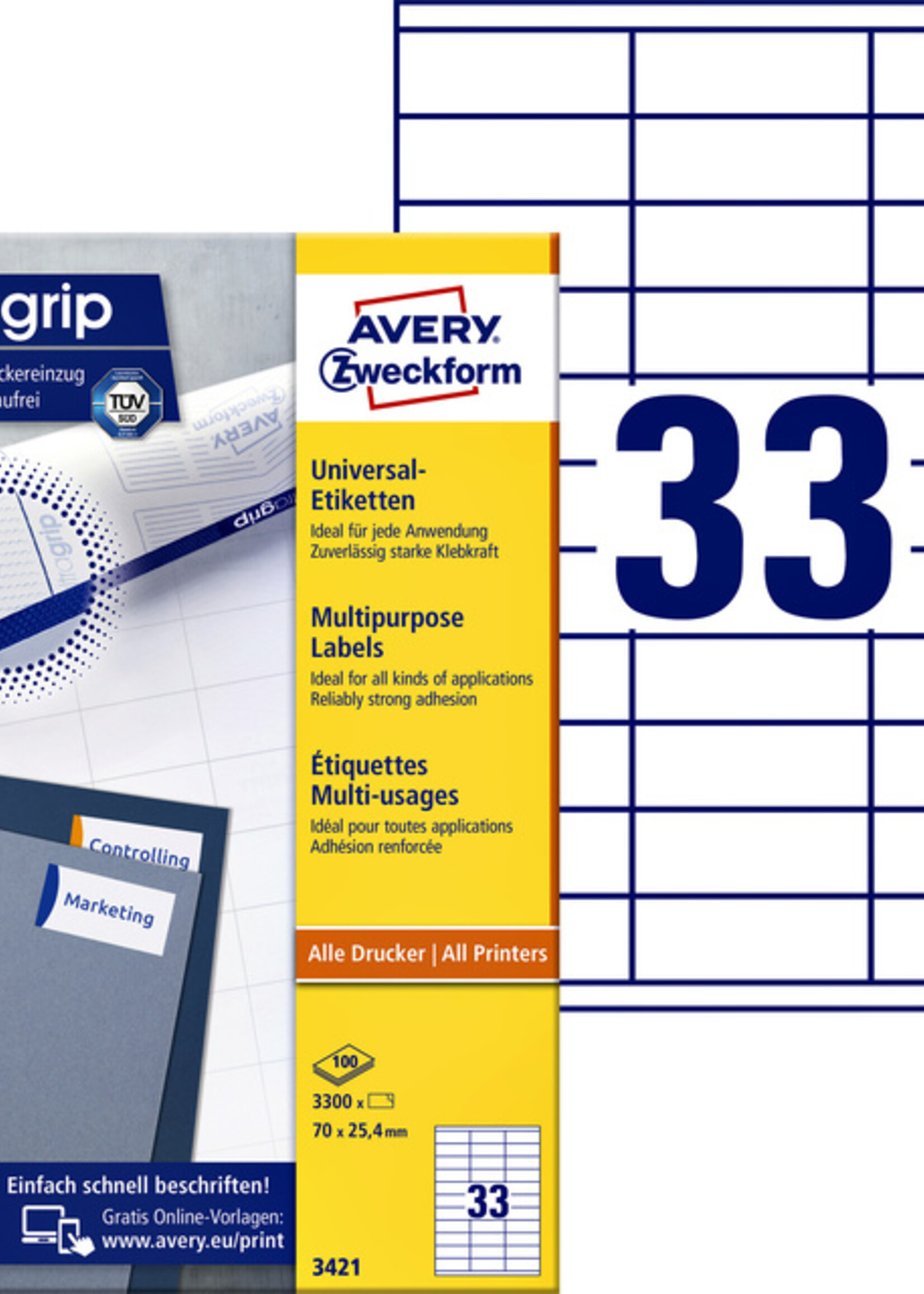 Avery Zweckform Avery Zweckform ETIKET 3421 70X25.4