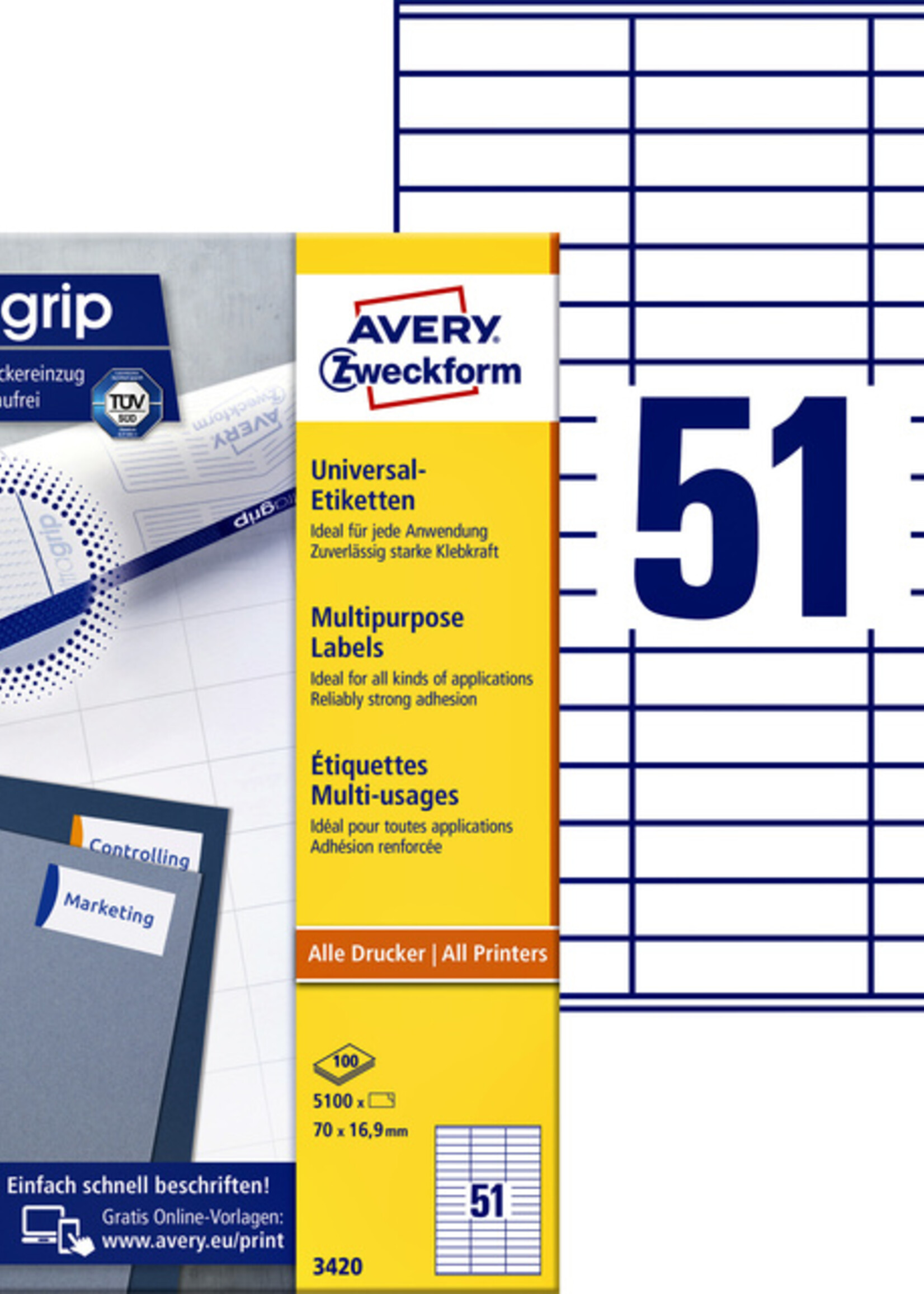 Avery Zweckform Avery Zweckform ETIKET 3420 70X16.9