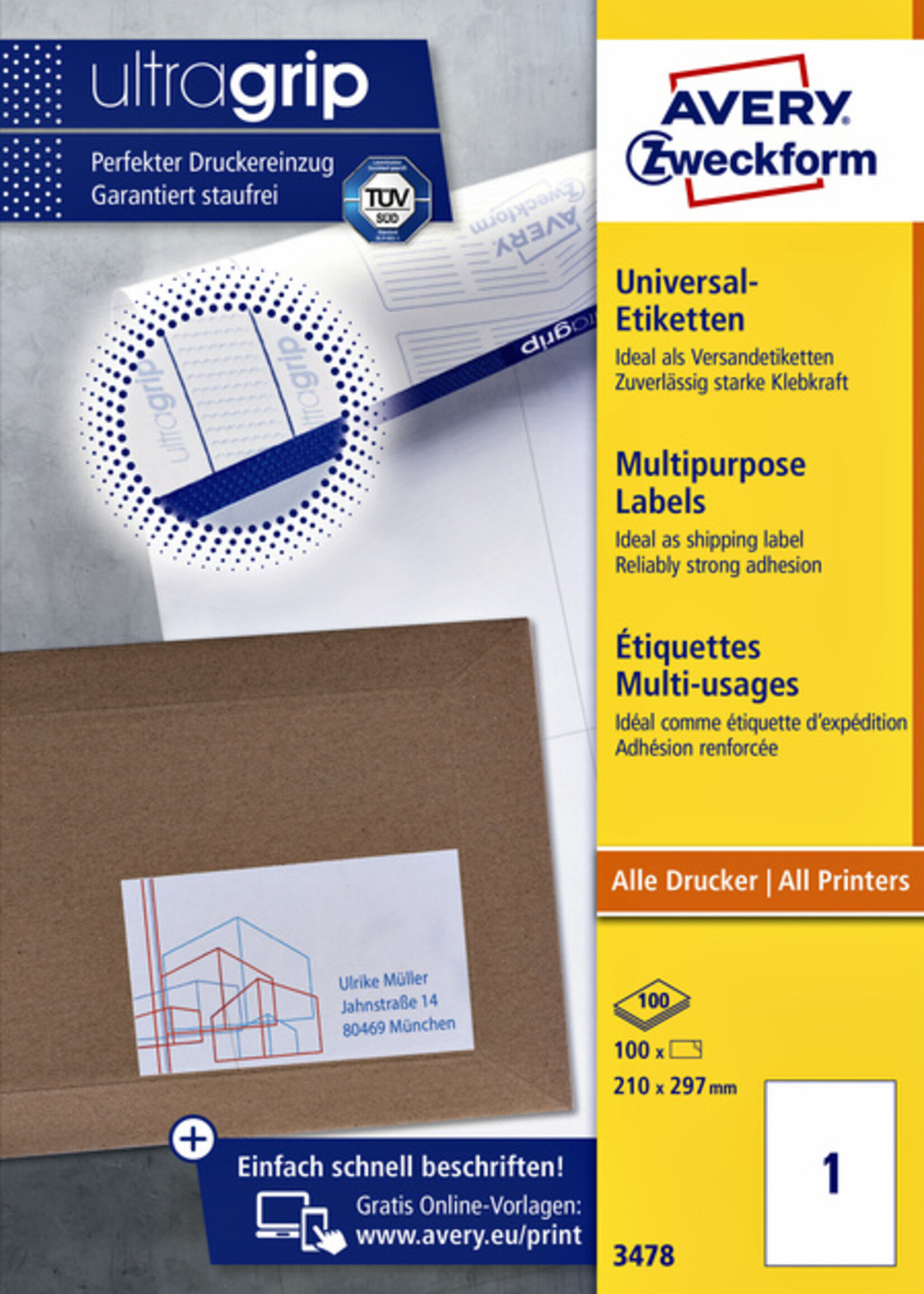 Avery Zweckform Avery Zweckform ETIKET 3478 210X297