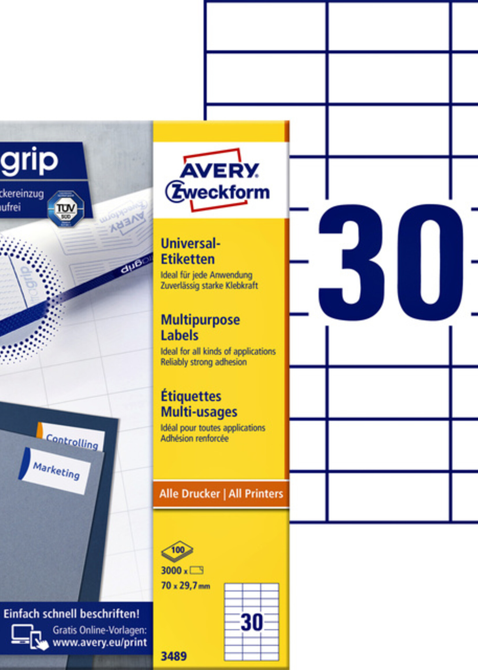 Avery Zweckform Avery Zweckform ETIKET 3489 70X29.7