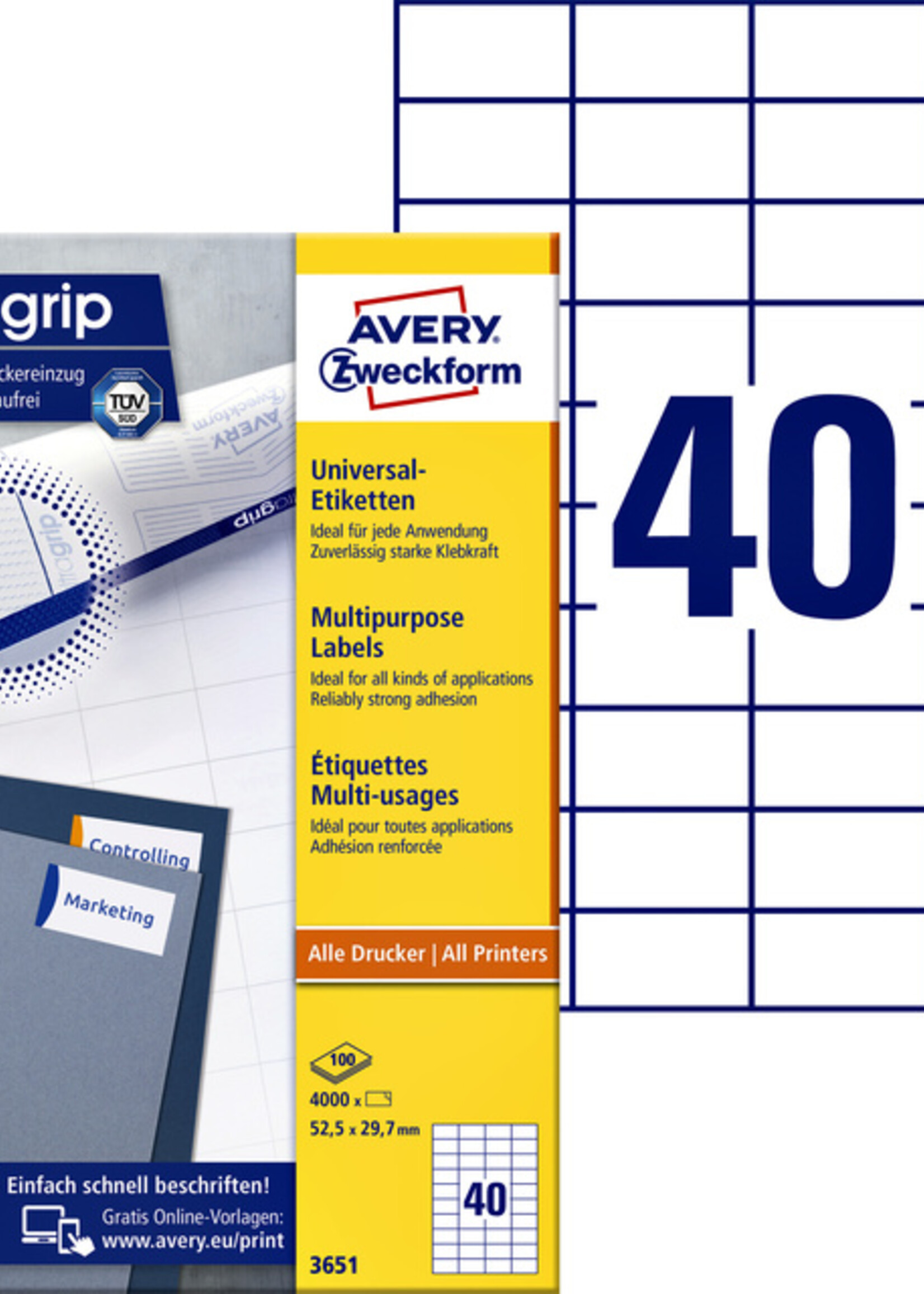 Avery Zweckform Avery Zweckform ETIKET 3651 52.5X29.7