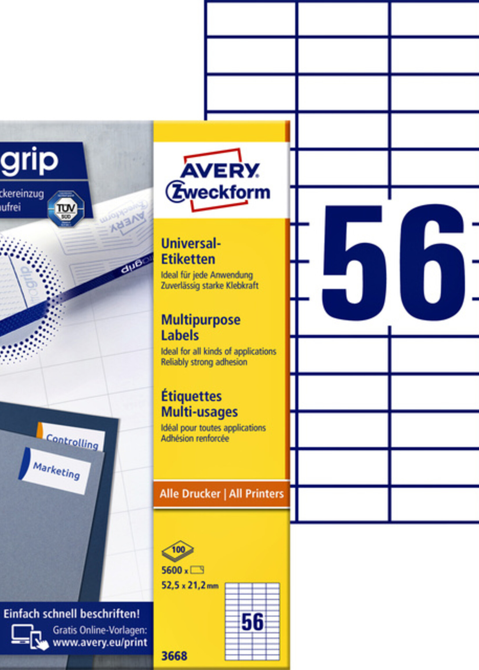 Avery Zweckform Avery Zweckform ETIKET 3668 52.5X21.2