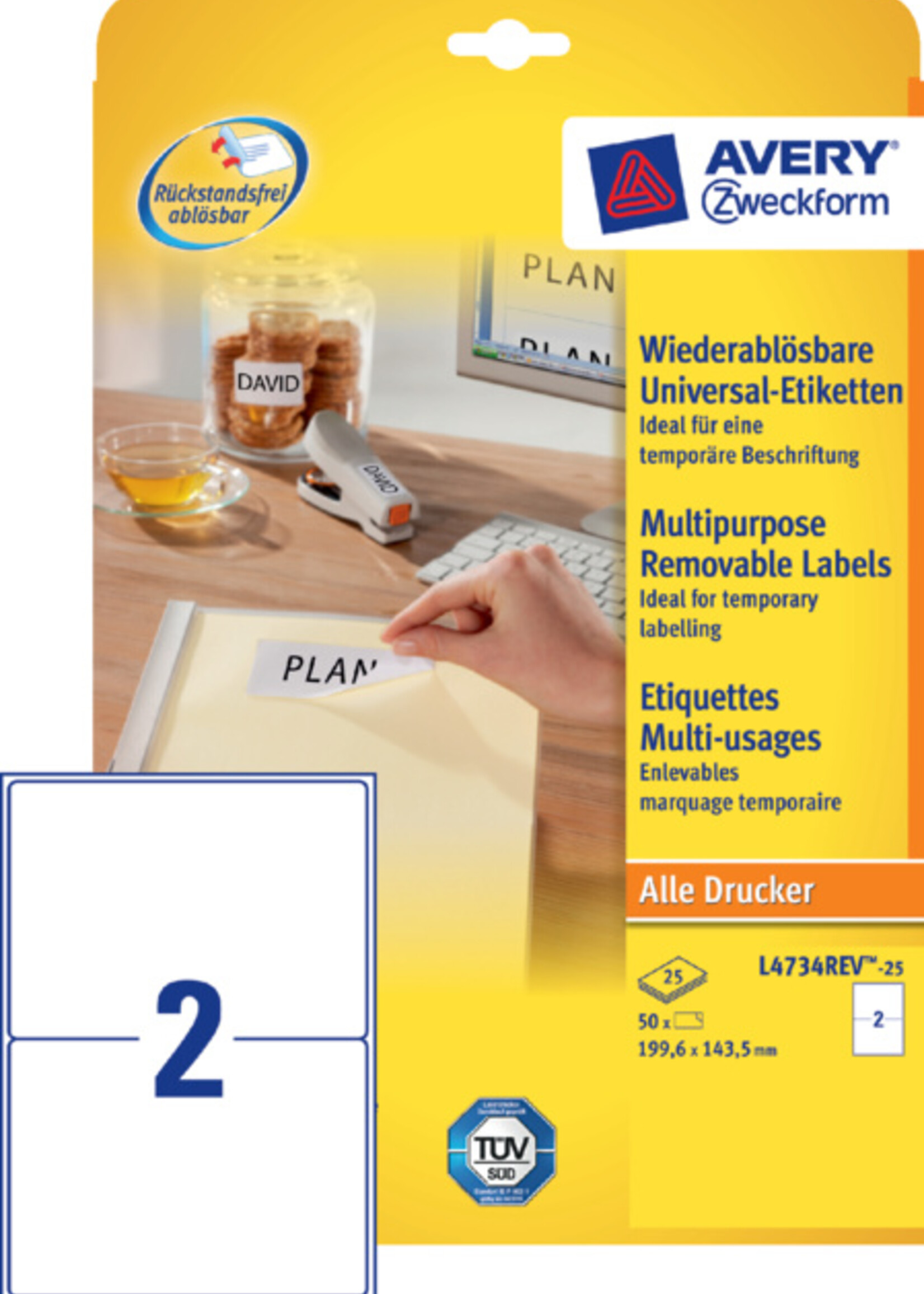 Avery Zweckform Avery Zweckform ETIKET L4734REV 199.3X143.5