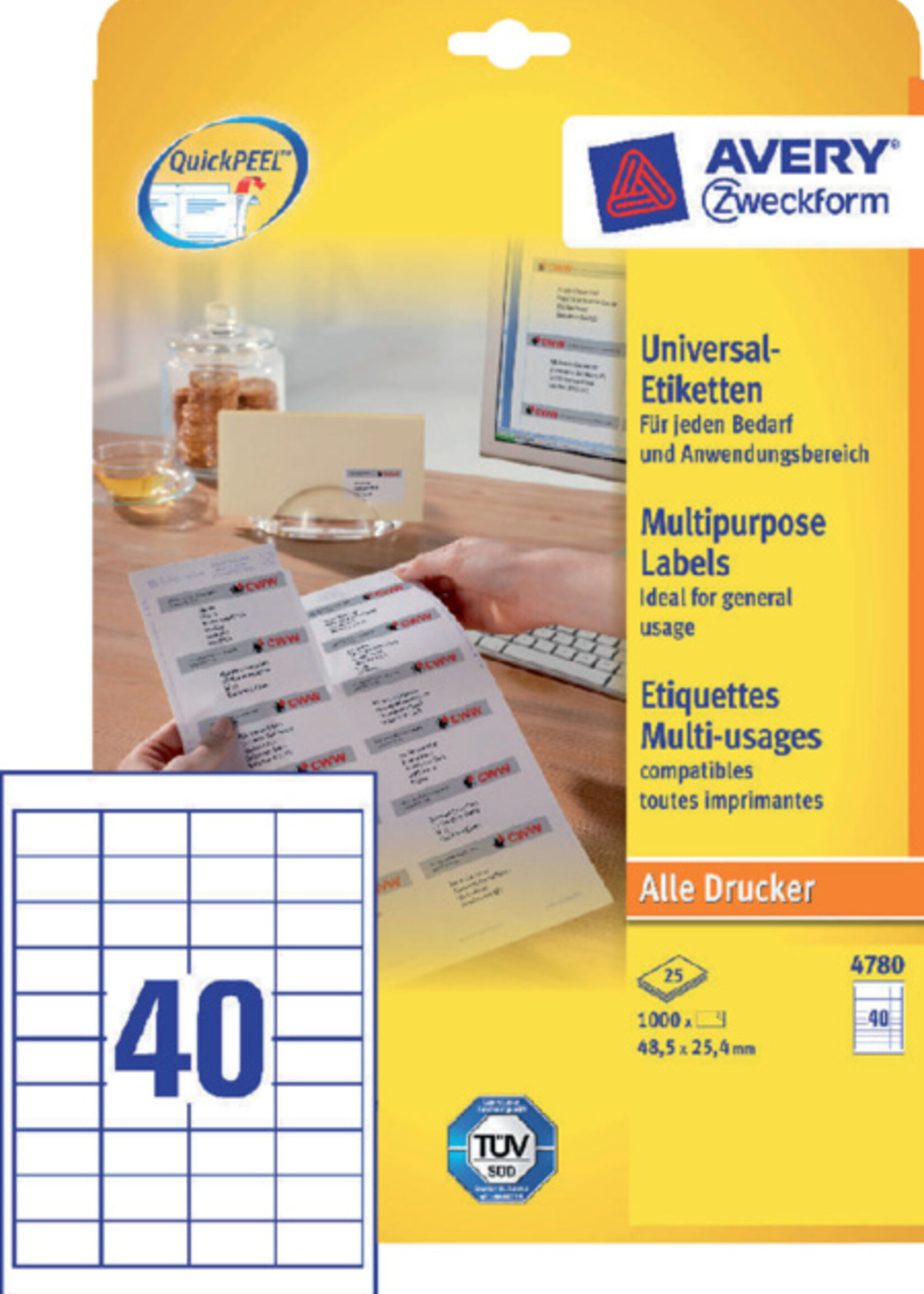 Avery Zweckform Avery Zweckform ETIKET 4780 48.5X25.4