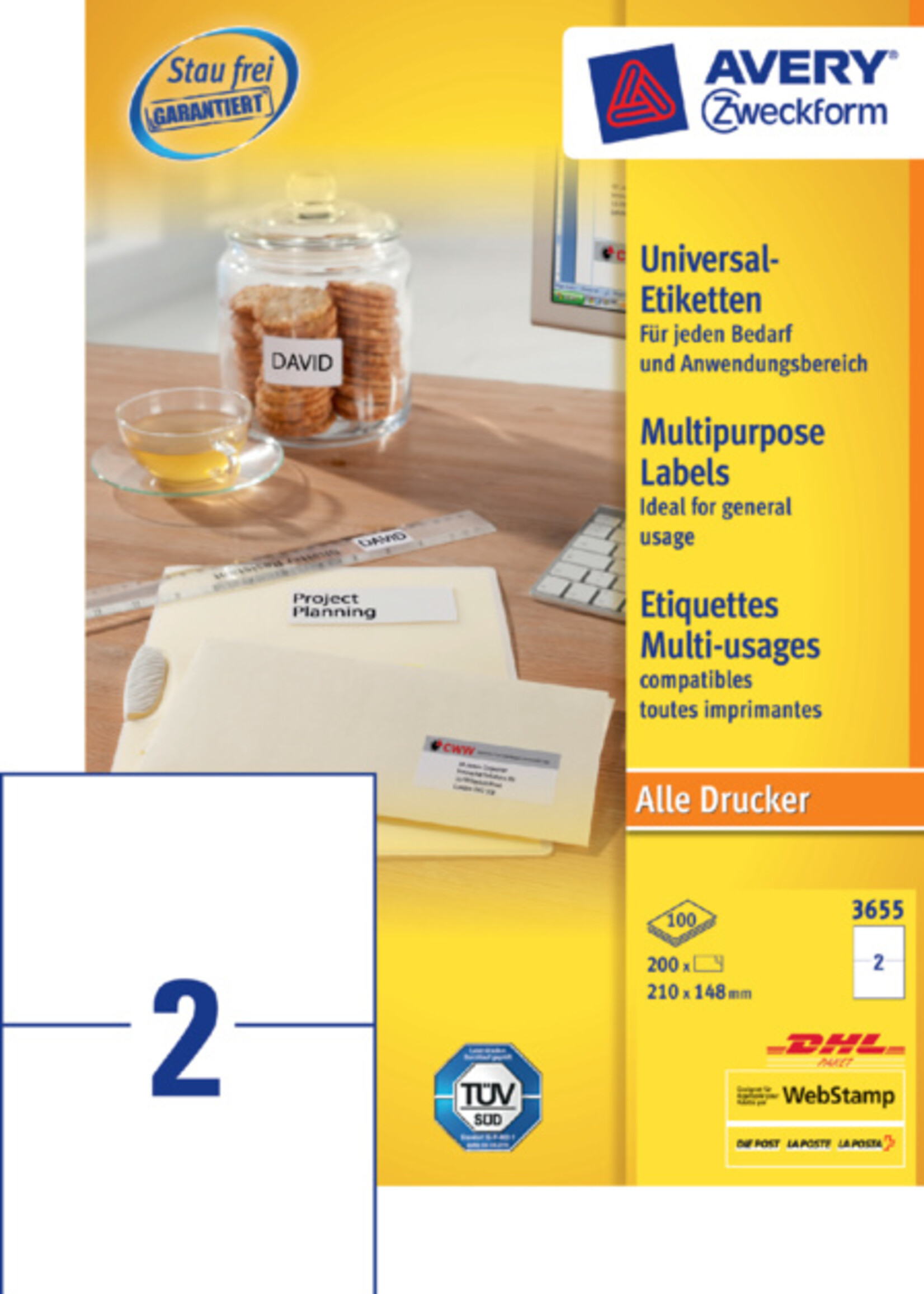 Avery Zweckform Avery Zweckform ETIKET 3655 210X148