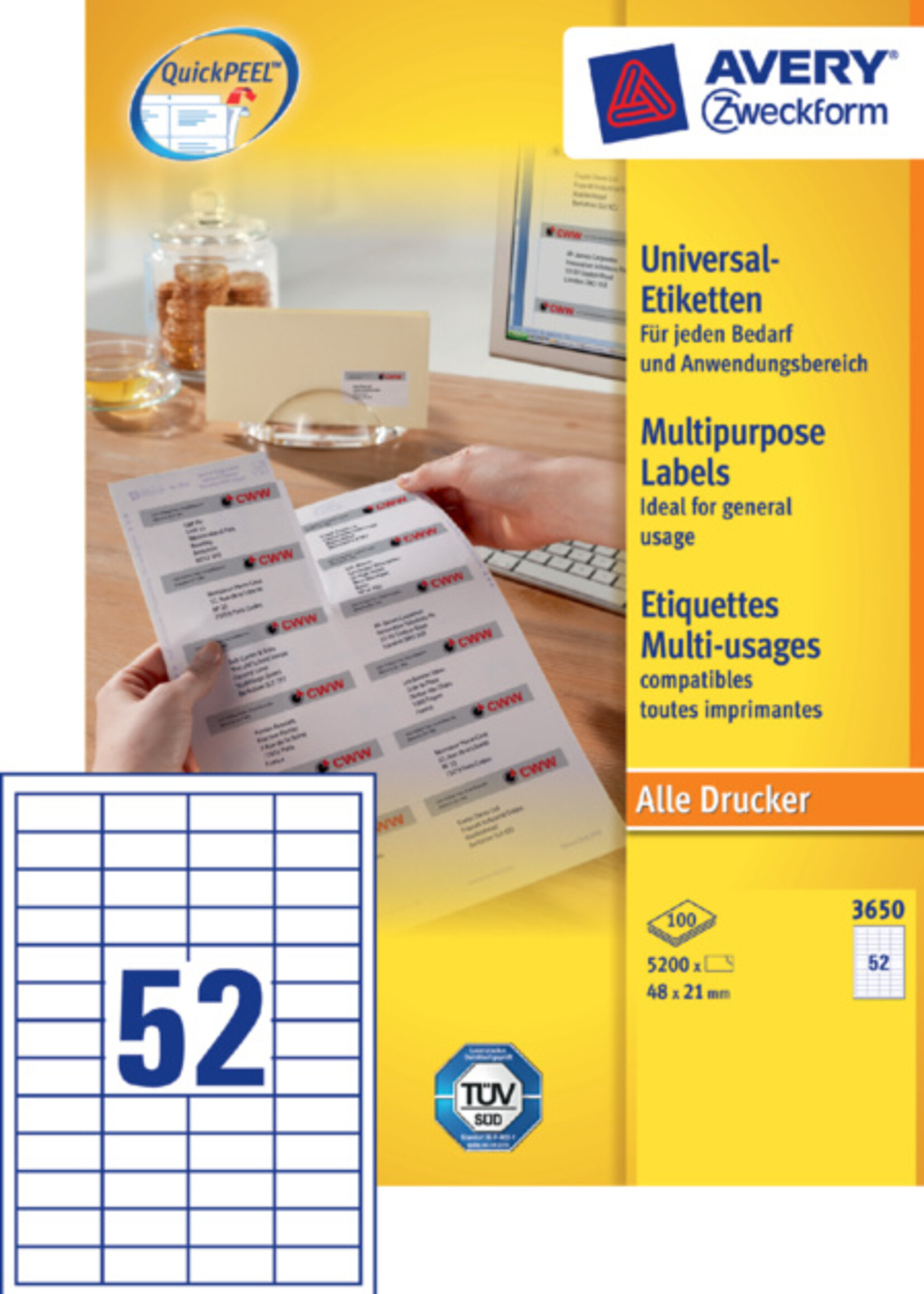 Avery Zweckform Avery Zweckform ETIKET 3650 48X21.2