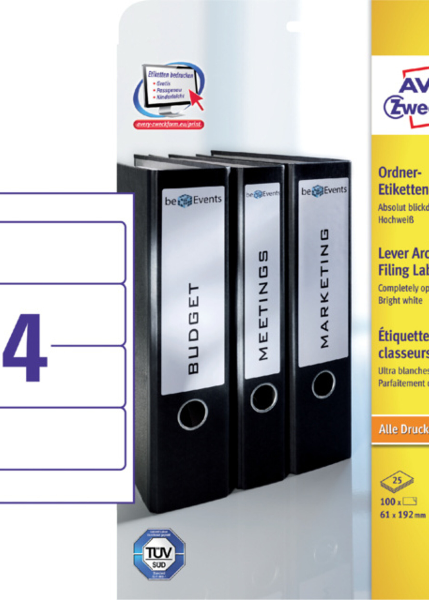 Avery Zweckform Avery Zweckform RUGETIKET L4761-25 192X61