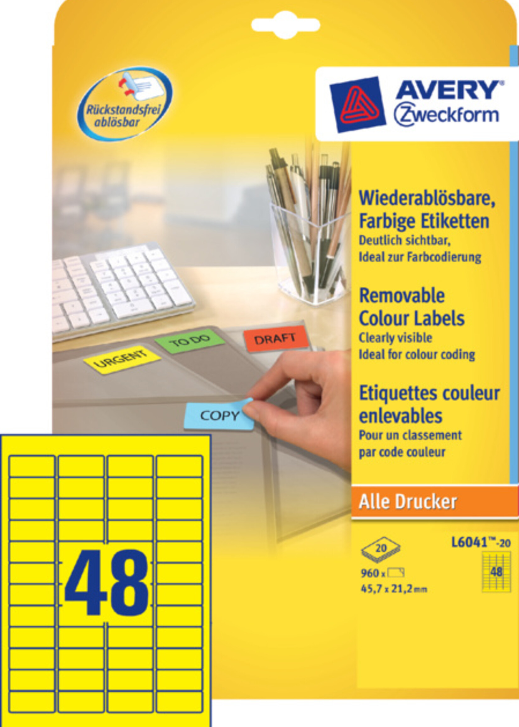 Avery Zweckform Avery Zweckform ETIKET L6041-20 45.7X21.2
