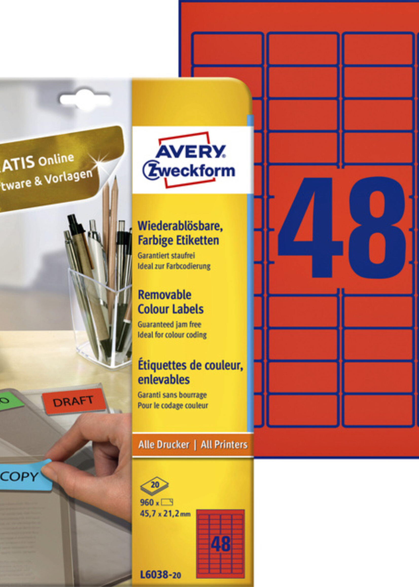 Avery Zweckform Avery Zweckform ETIKET L6038-20 45.7X21.2