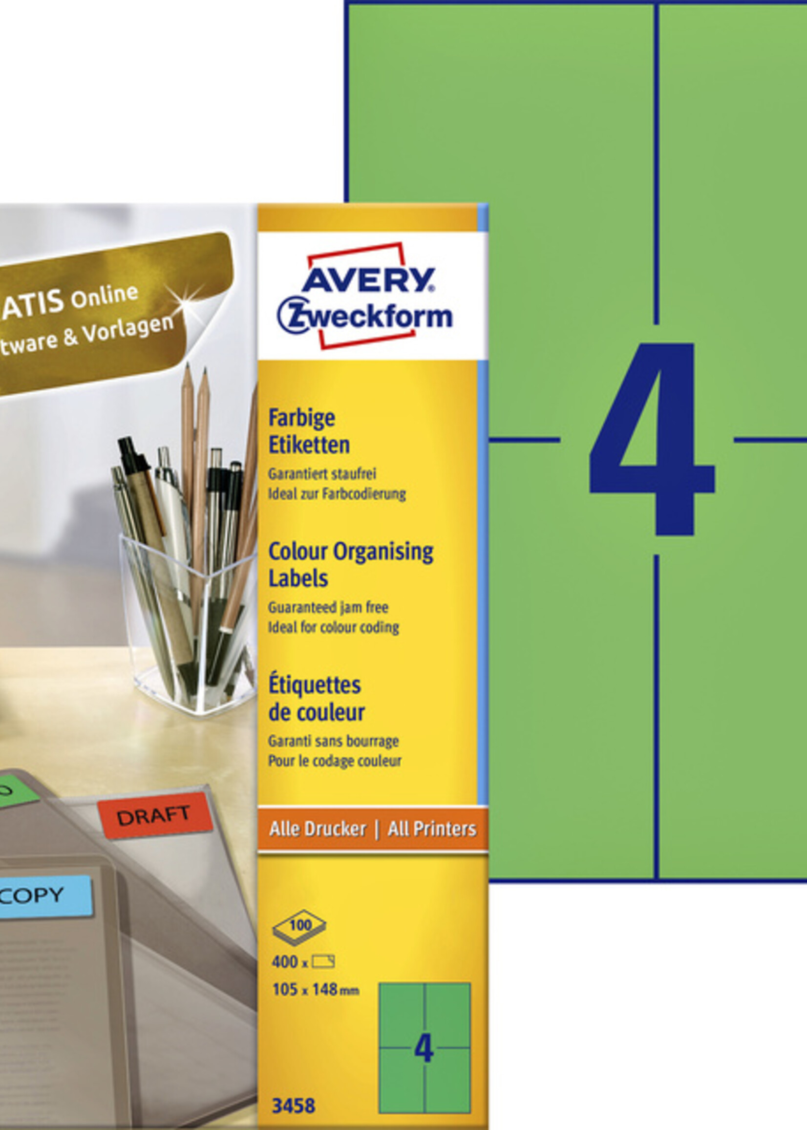Avery Zweckform Avery Zweckform ETIKET 3458 105X148 GN
