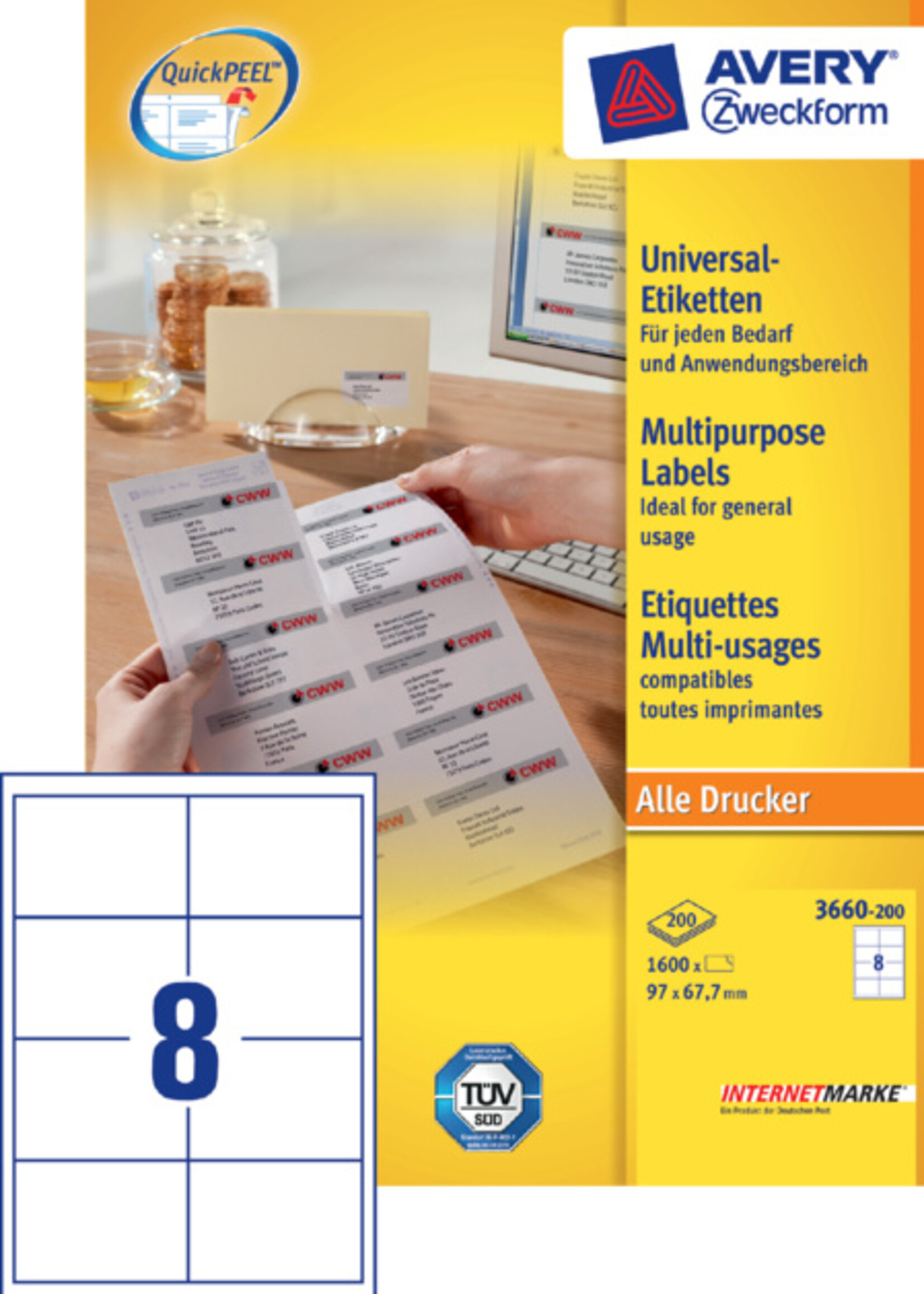 Avery Zweckform Avery Zweckform ETIKET 3660-200 97X67.7