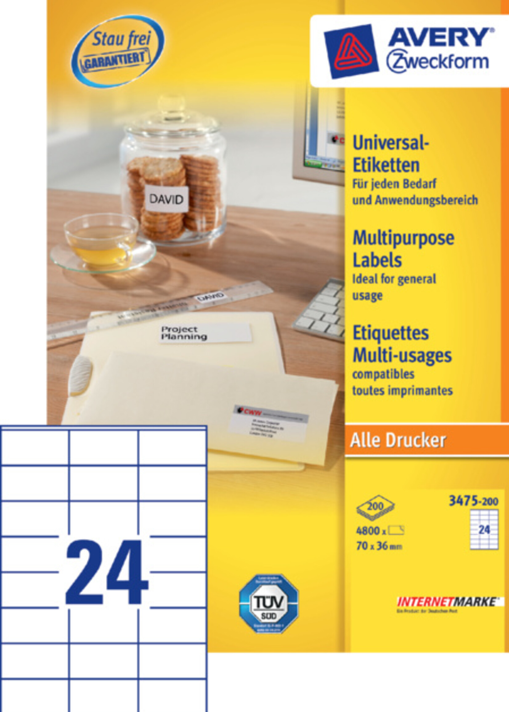 Avery Zweckform Avery Zweckform ETIKET 3475-200 70X36