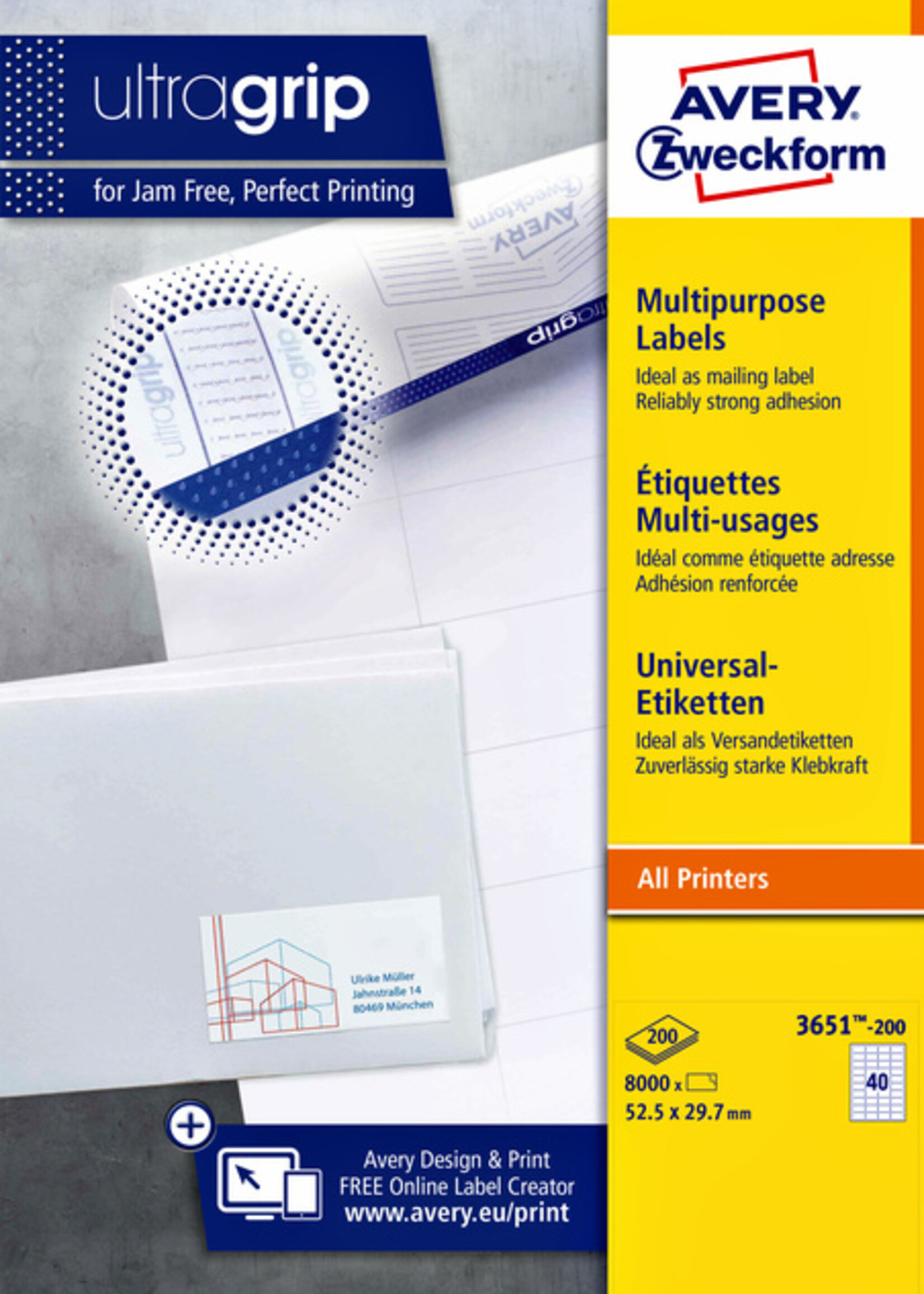 Avery Zweckform Avery Zweckform ETIKET 3651-200 52.5X29.7