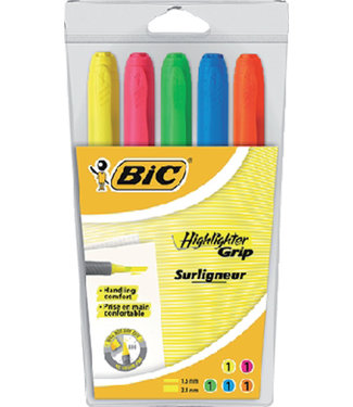 Bic MARKEERSTIFT GRIP ASS 5STKS