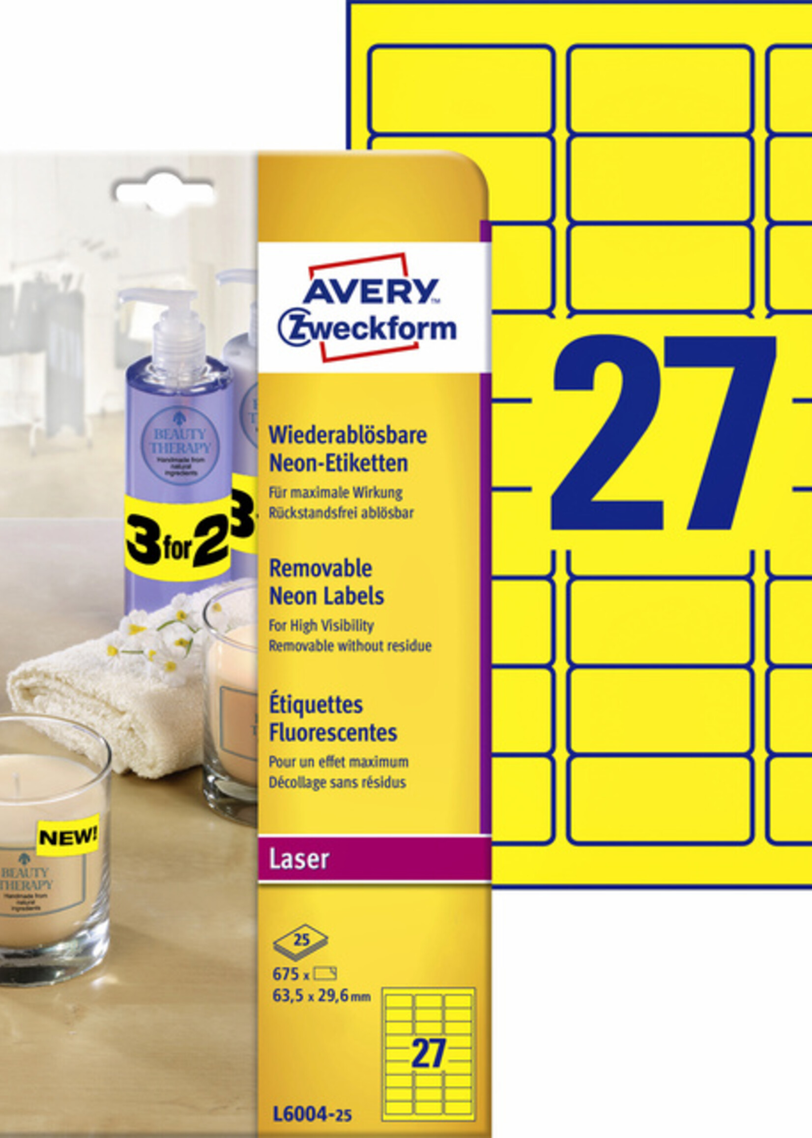 Avery Avery ETIKET L6004-25 63.5X29.6 675STKS