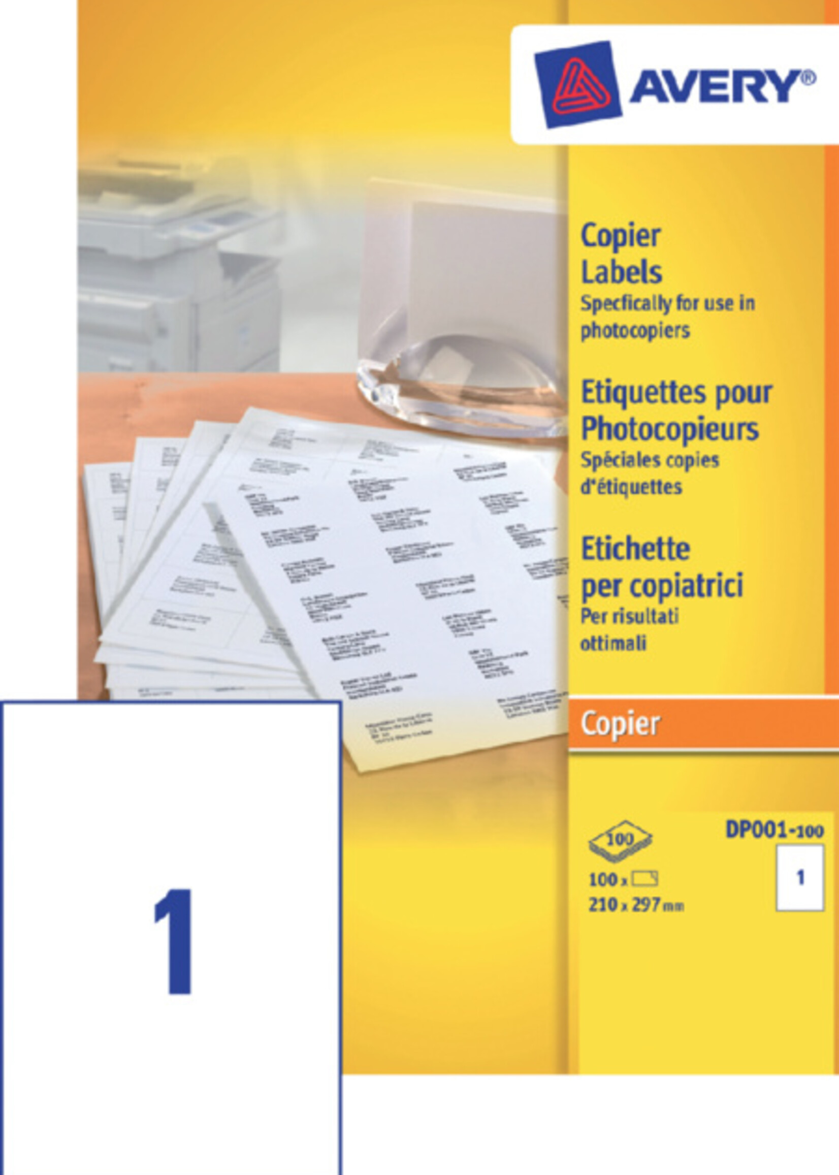 Avery Avery ETIKET DP001-100 210X297 100STKS