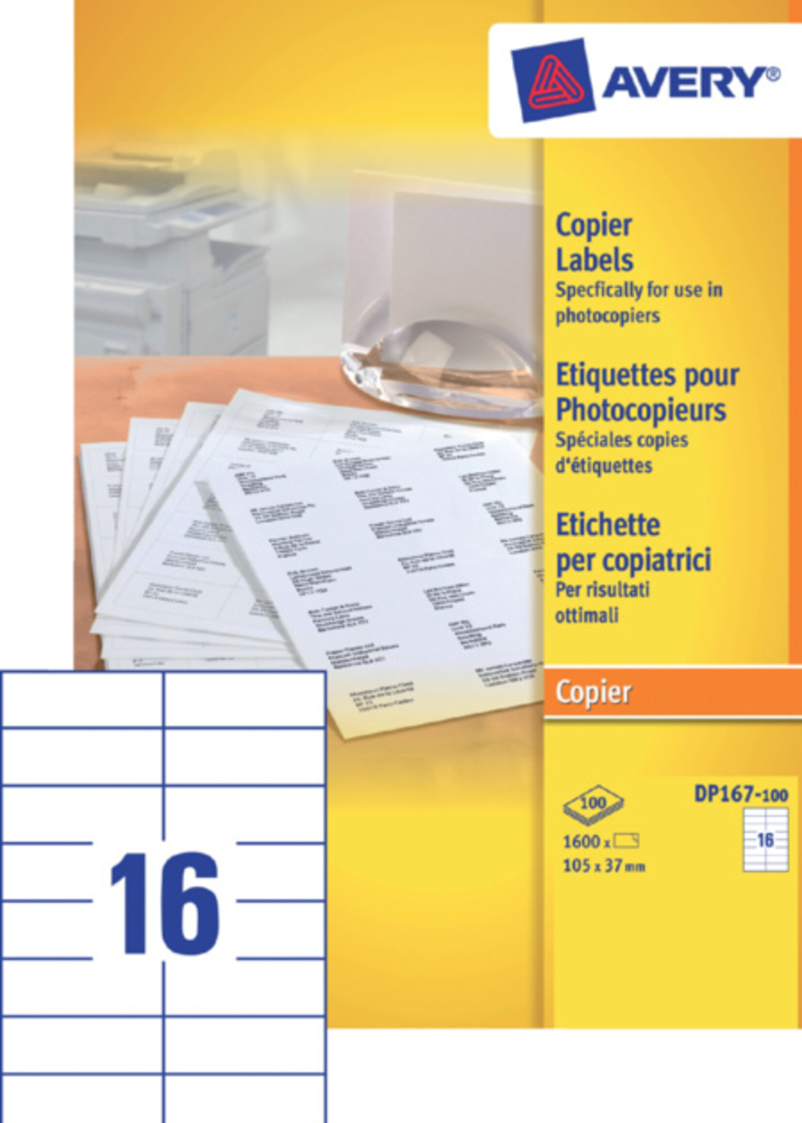 Avery Avery ETIKET DP167-100 105X37 1600STKS