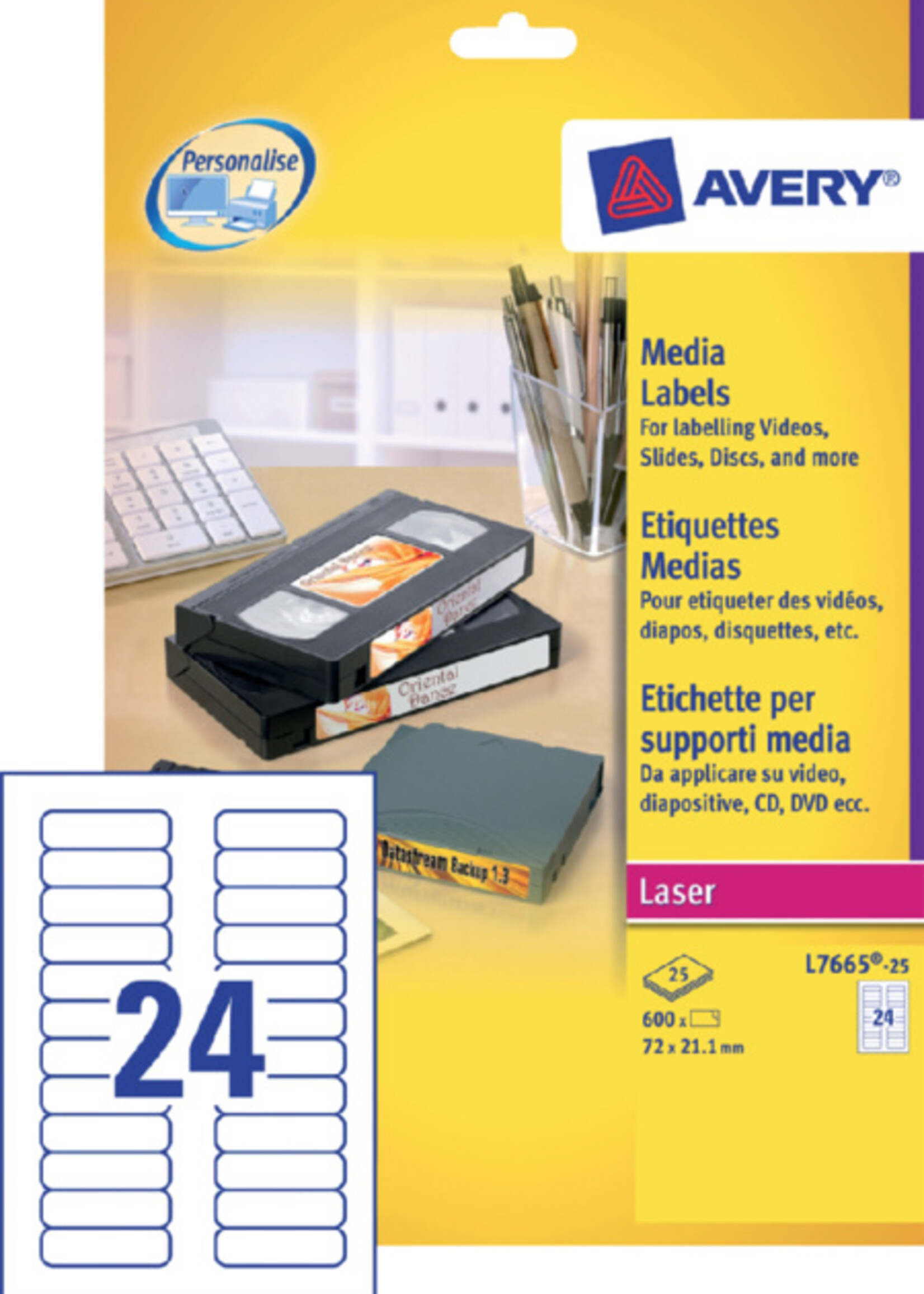 Avery Avery ETIKET L7665-25 72X21.2 600STKS