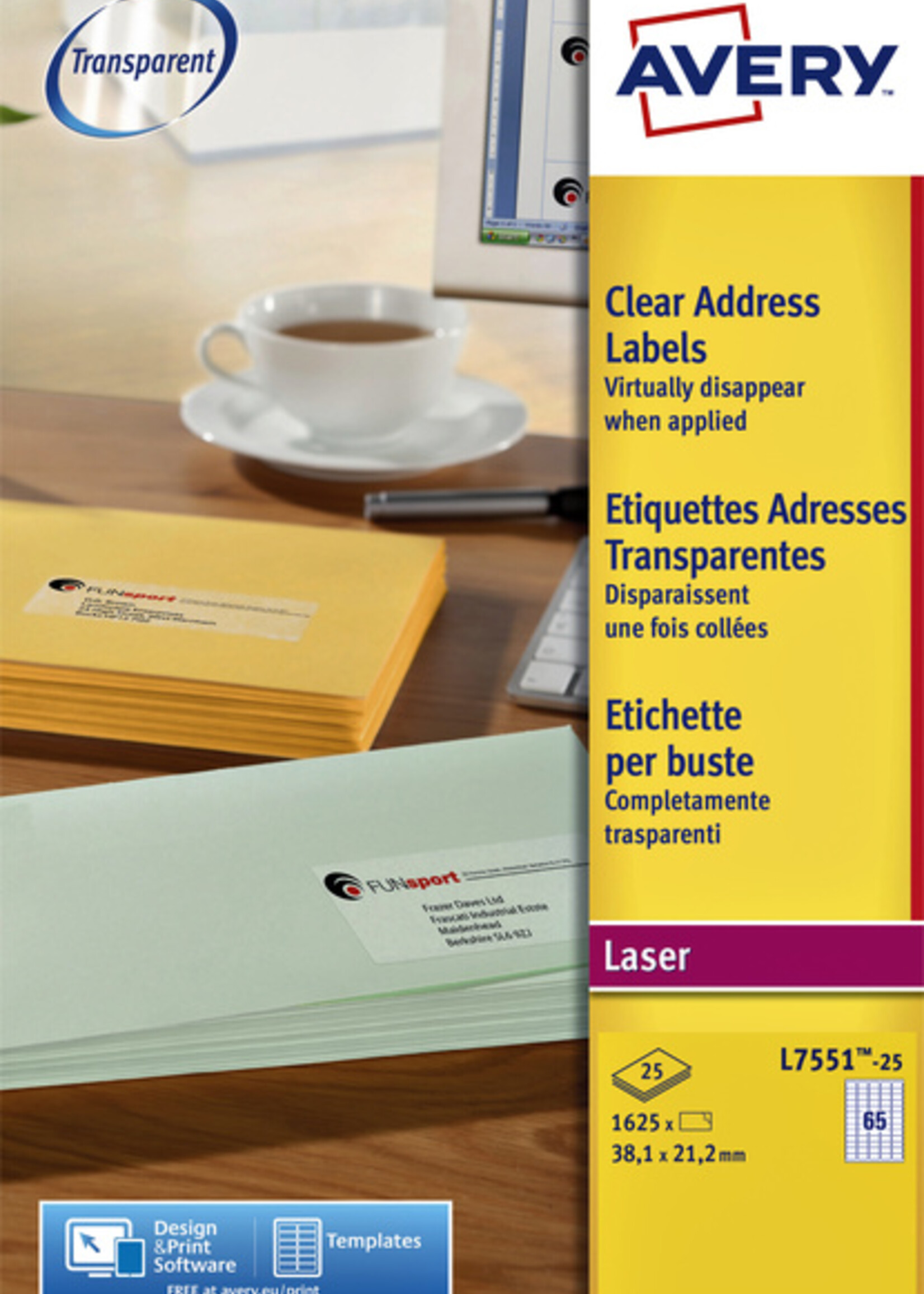 Avery Avery ETIKET L7551-25 38.1X21.1 1625STKS