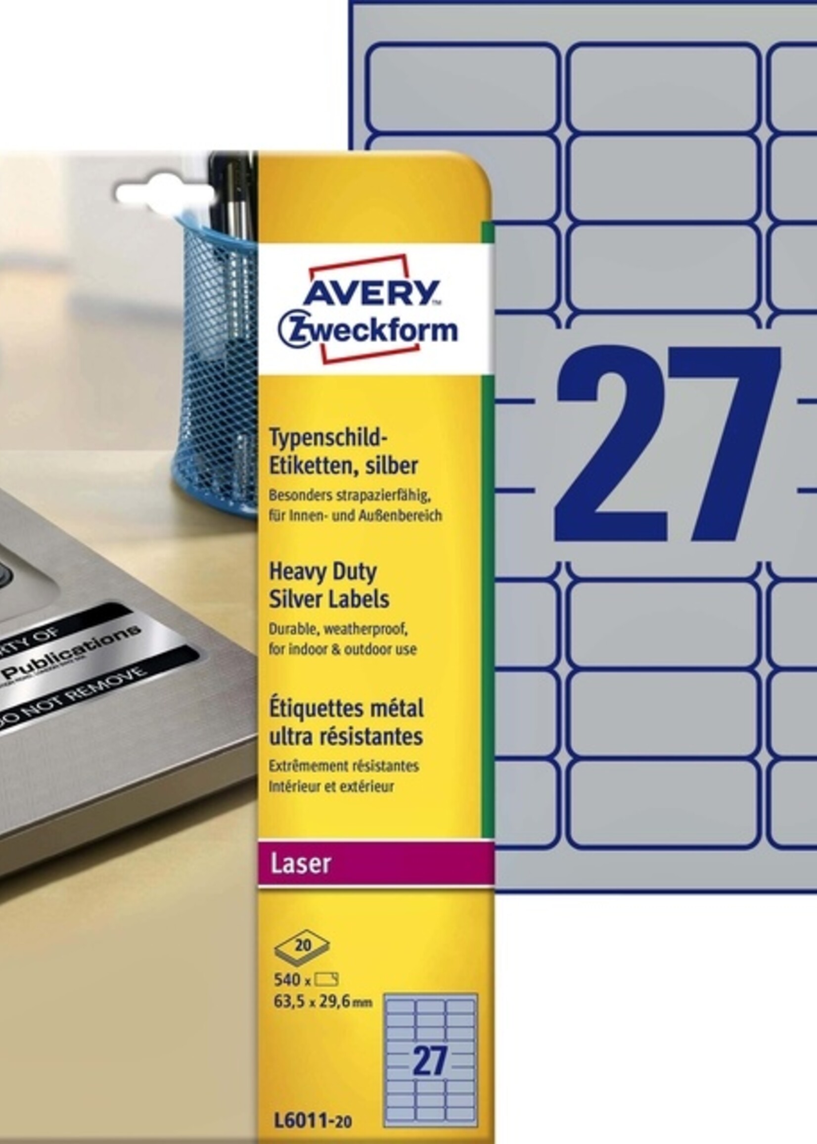 Avery Avery ETIKET L6011-20 63.5X29.6 540STKS
